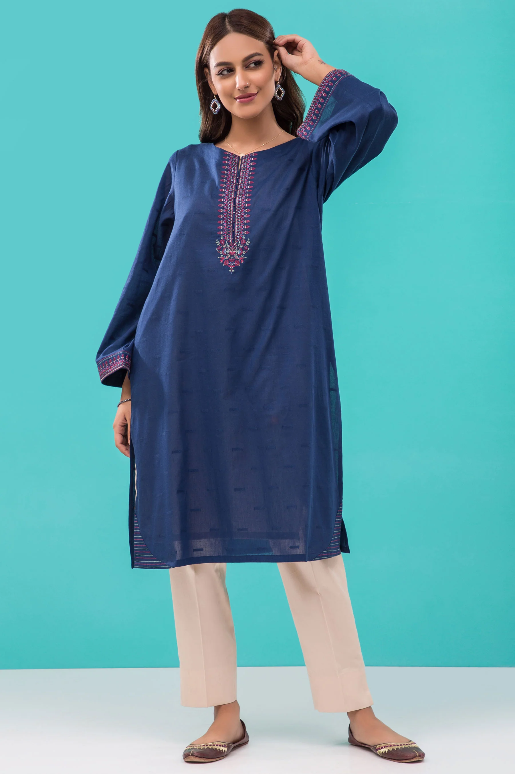 Stitched 1 Piece Embroidered Jacquard Shirt - Image 3