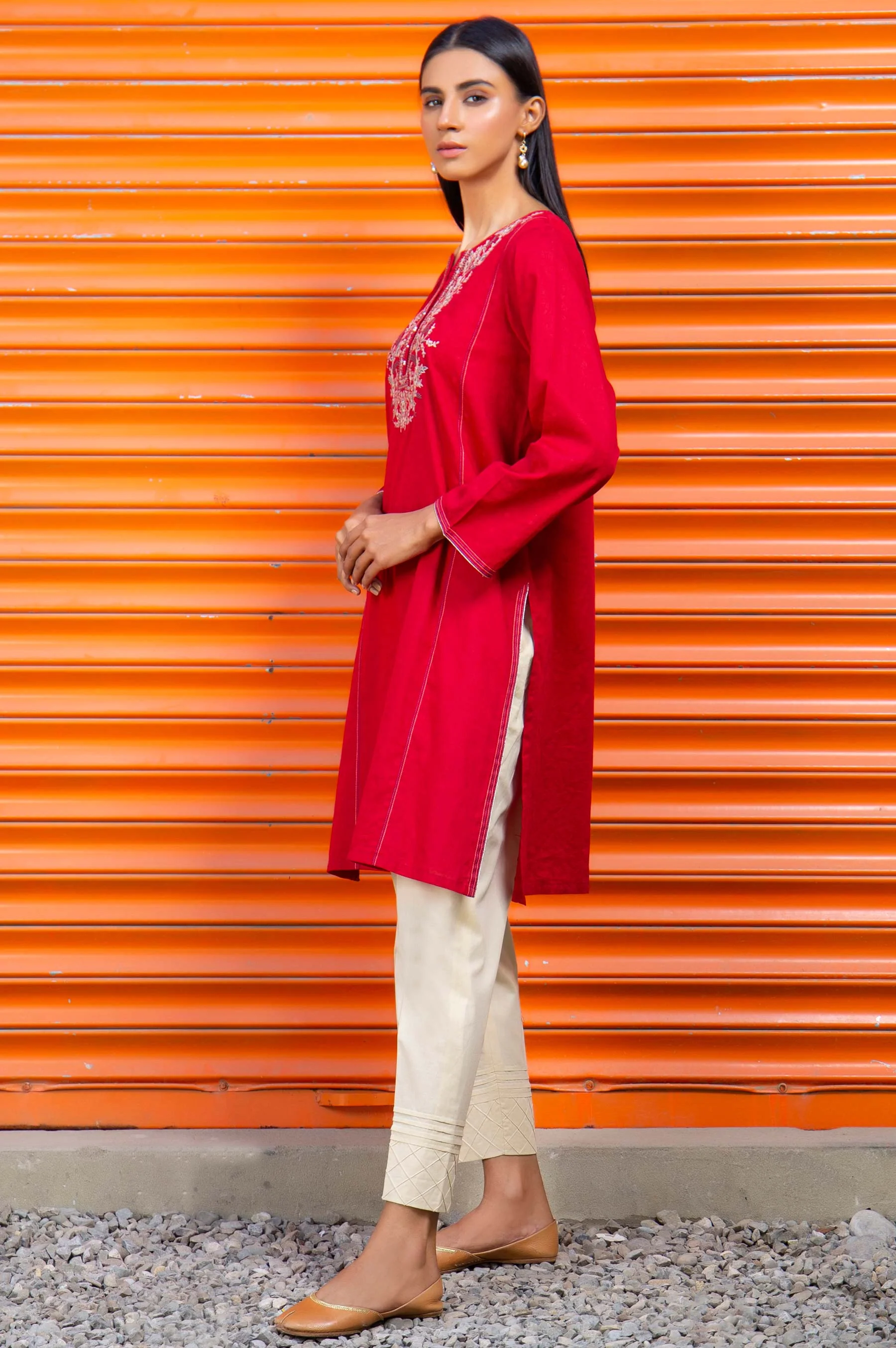 Stitched 1 Piece Embroidered Jacquard Shirt - Image 3