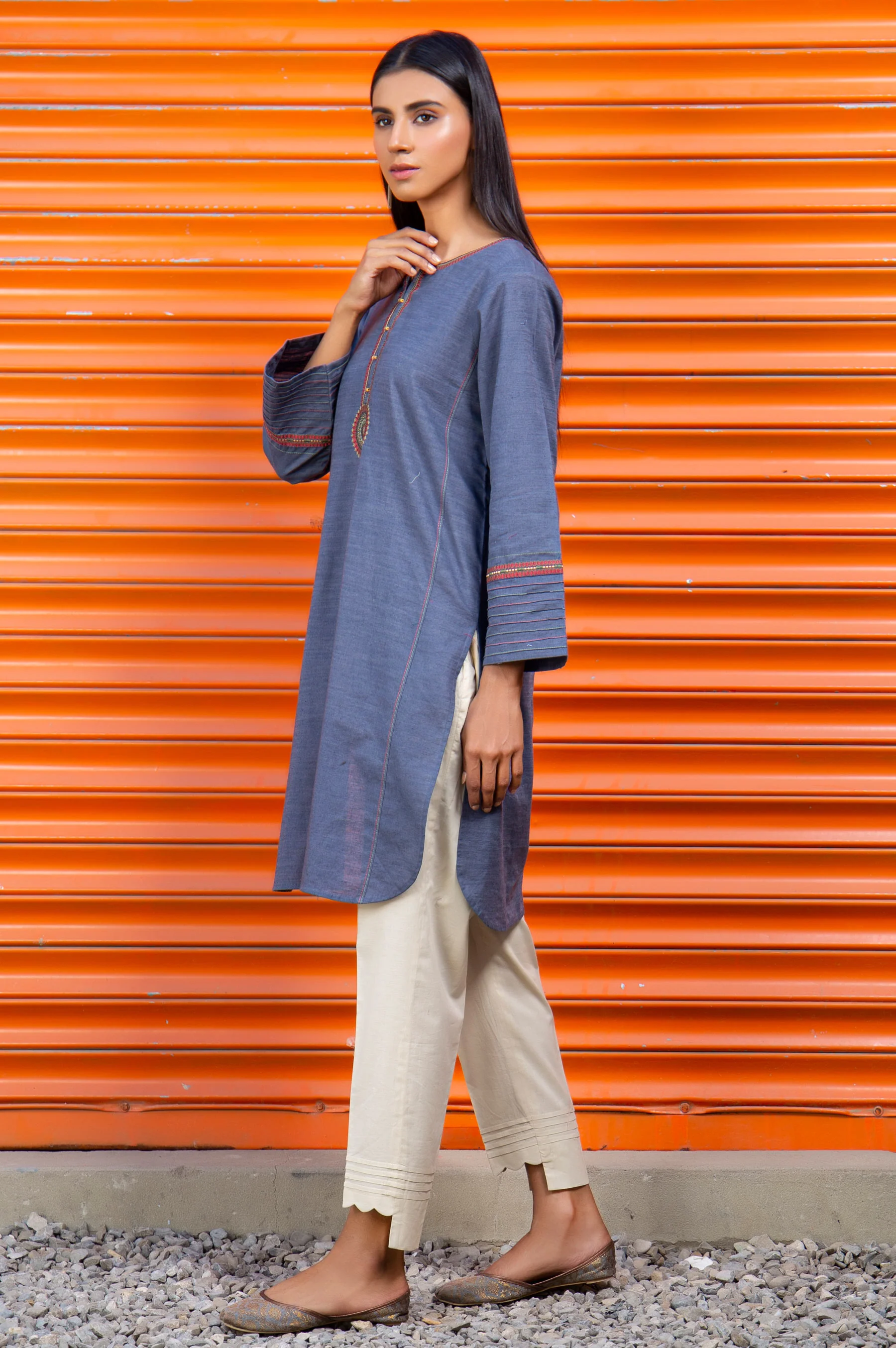 Stitched 1 Piece Embroidered Khaddar Shirt - Image 3