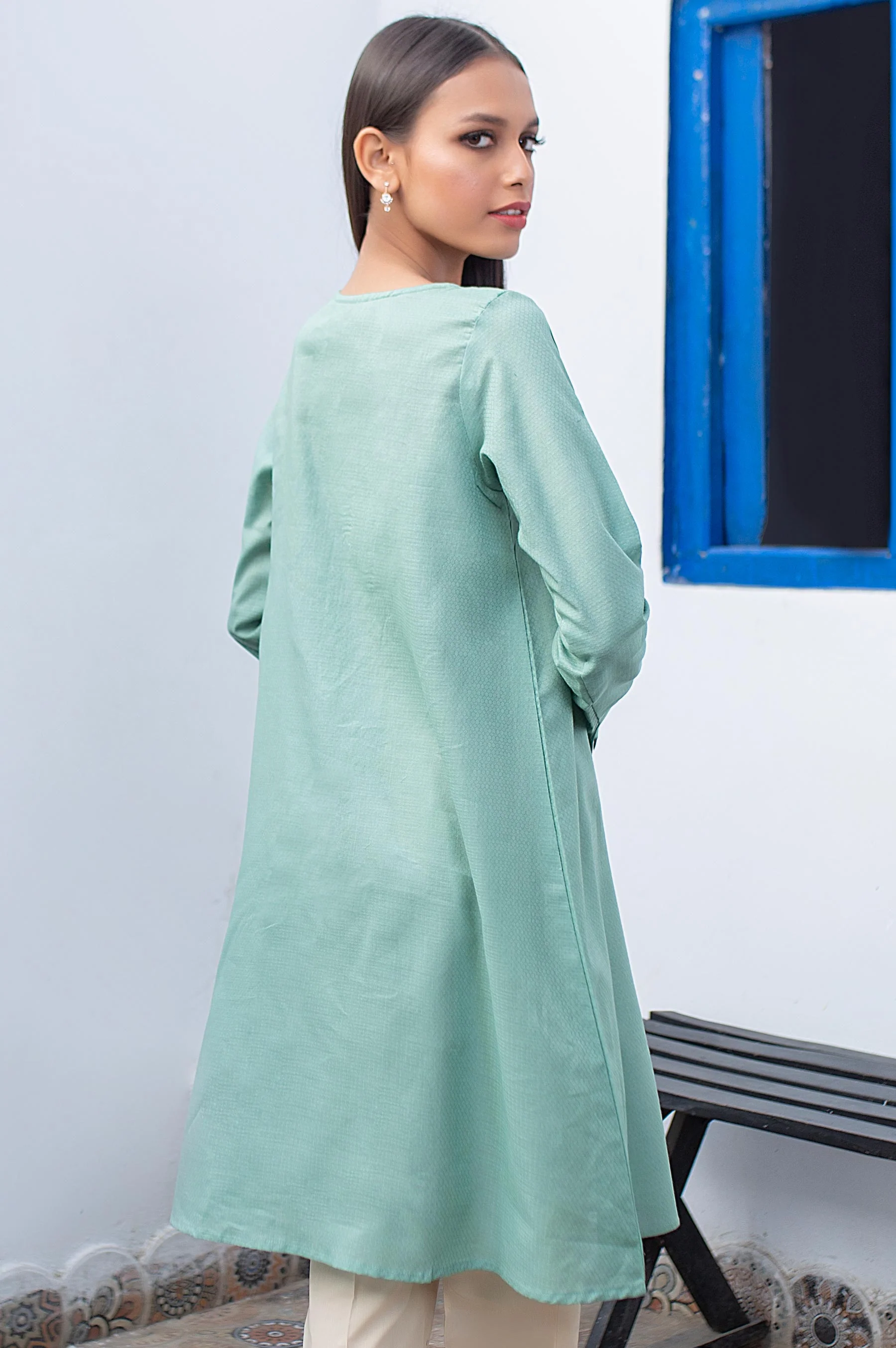 Stitched 1 Piece Embroidered Dobby Shirt - Image 2