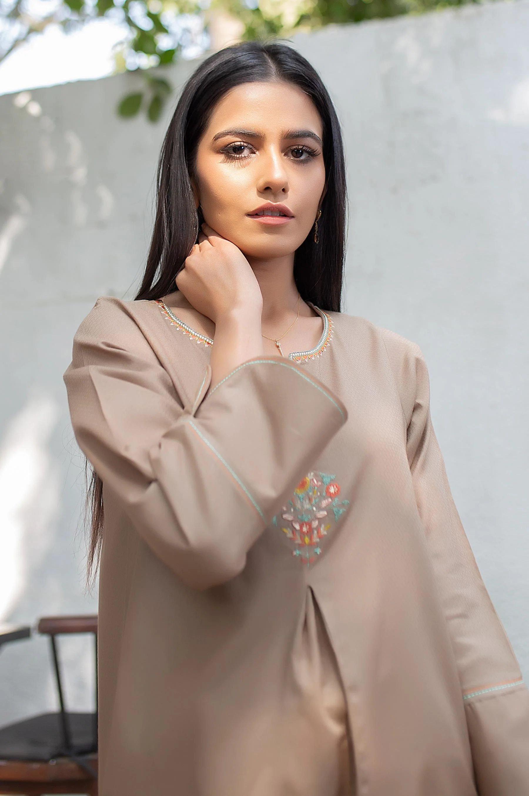 Stitched 1 Piece Embroidered Dobby Shirt - Image 3