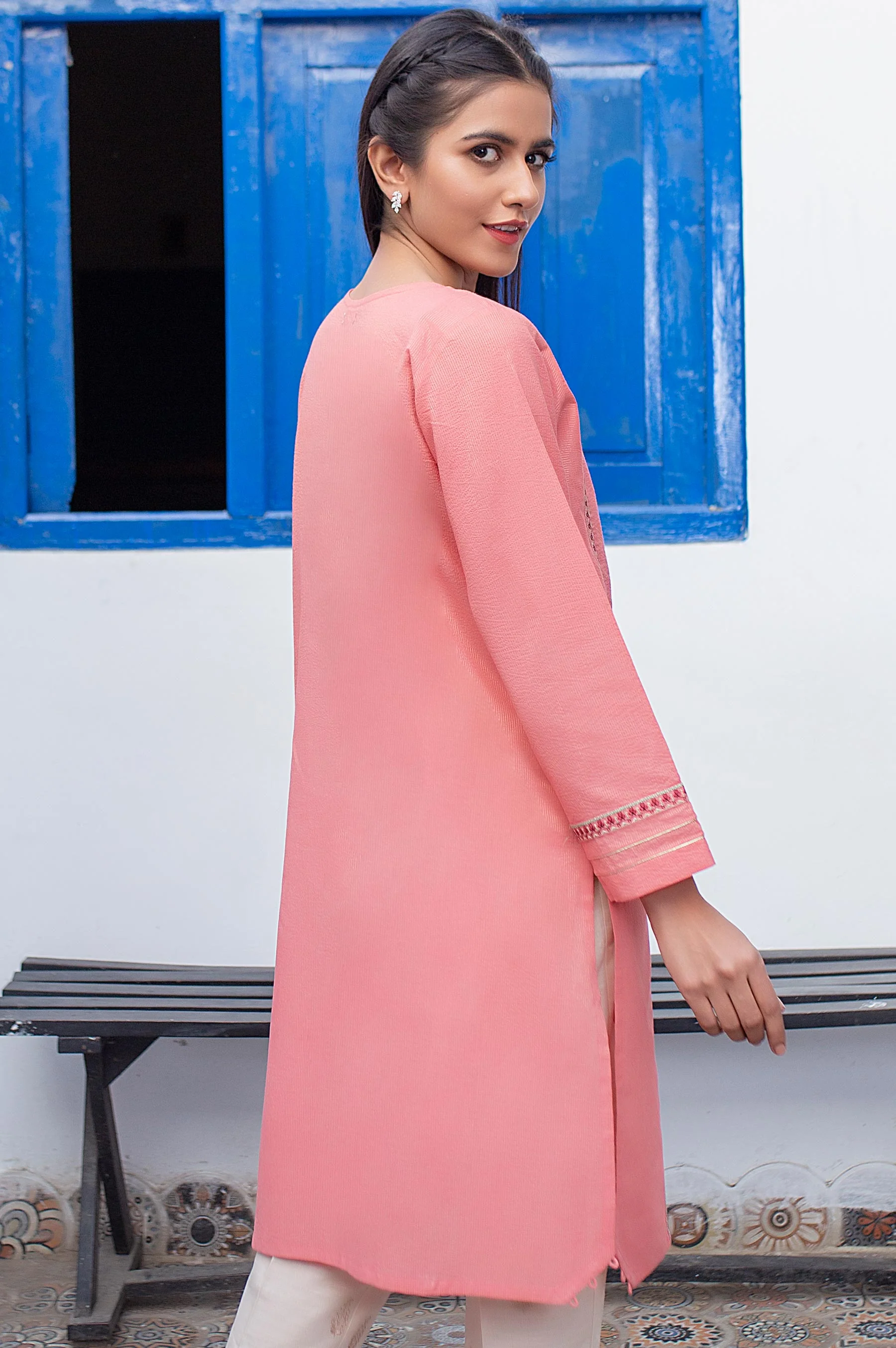 Stitched 1 Piece Embroidered Zari Masoori Shirt - Image 2