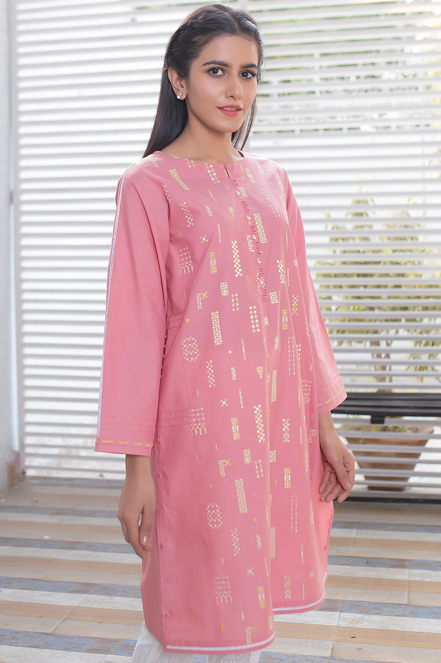 Stitched 1 Piece Embroidered Cambric Shirt