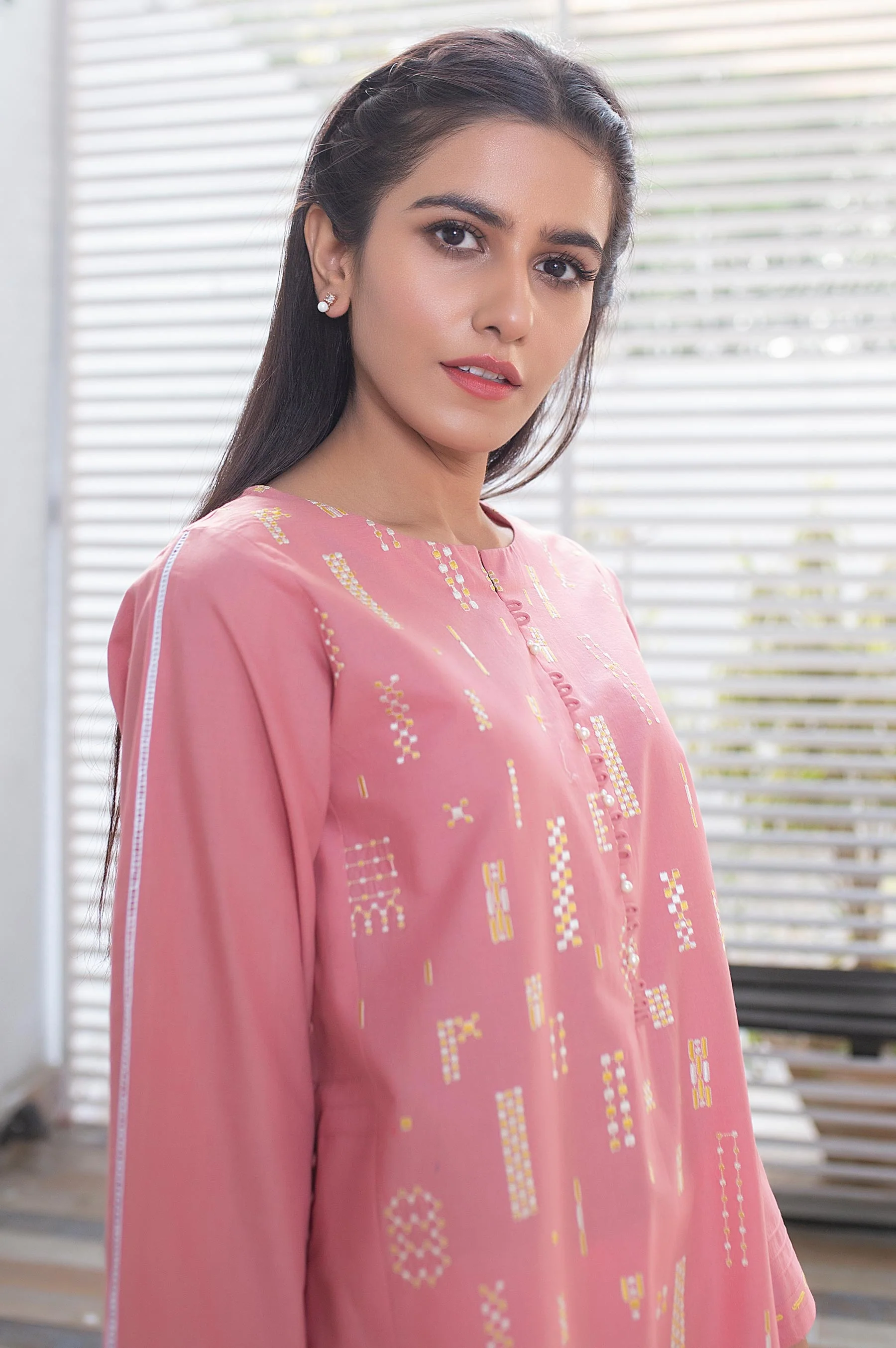 Stitched 1 Piece Embroidered Cambric Shirt - Image 3