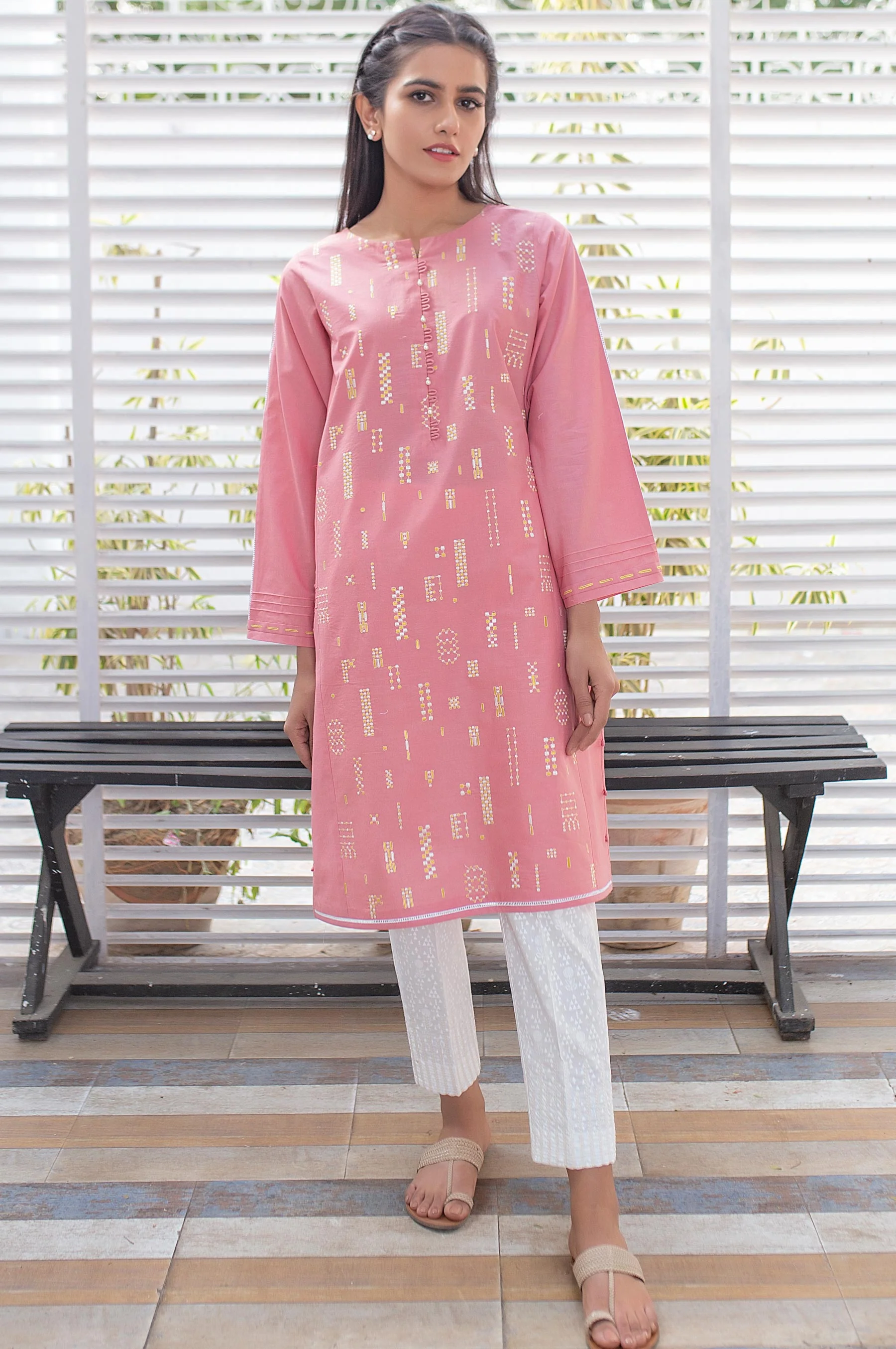 Stitched 1 Piece Embroidered Cambric Shirt - Image 4