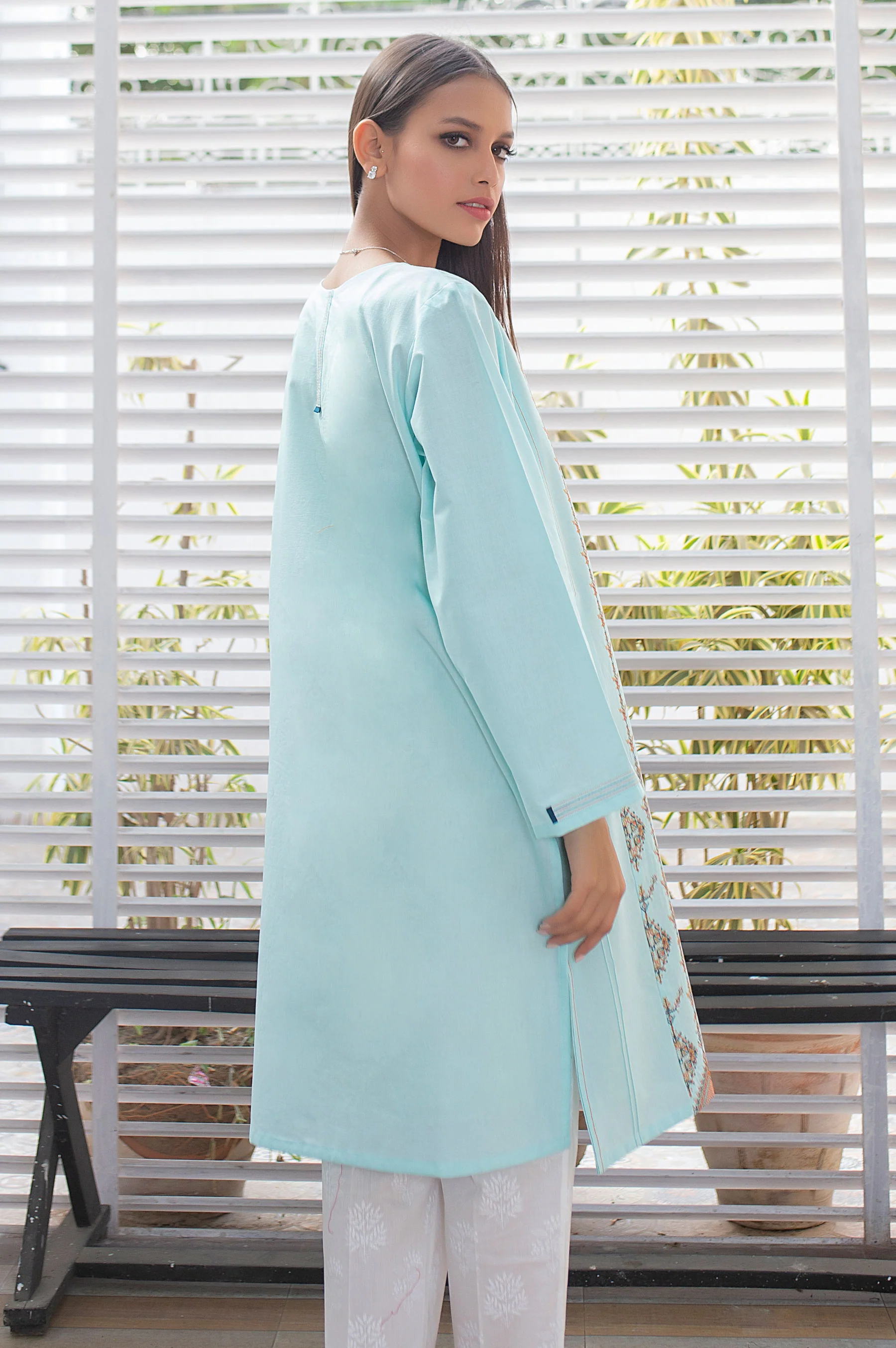 Stitched 1 Piece Embroidered Cambric Shirt - Image 2