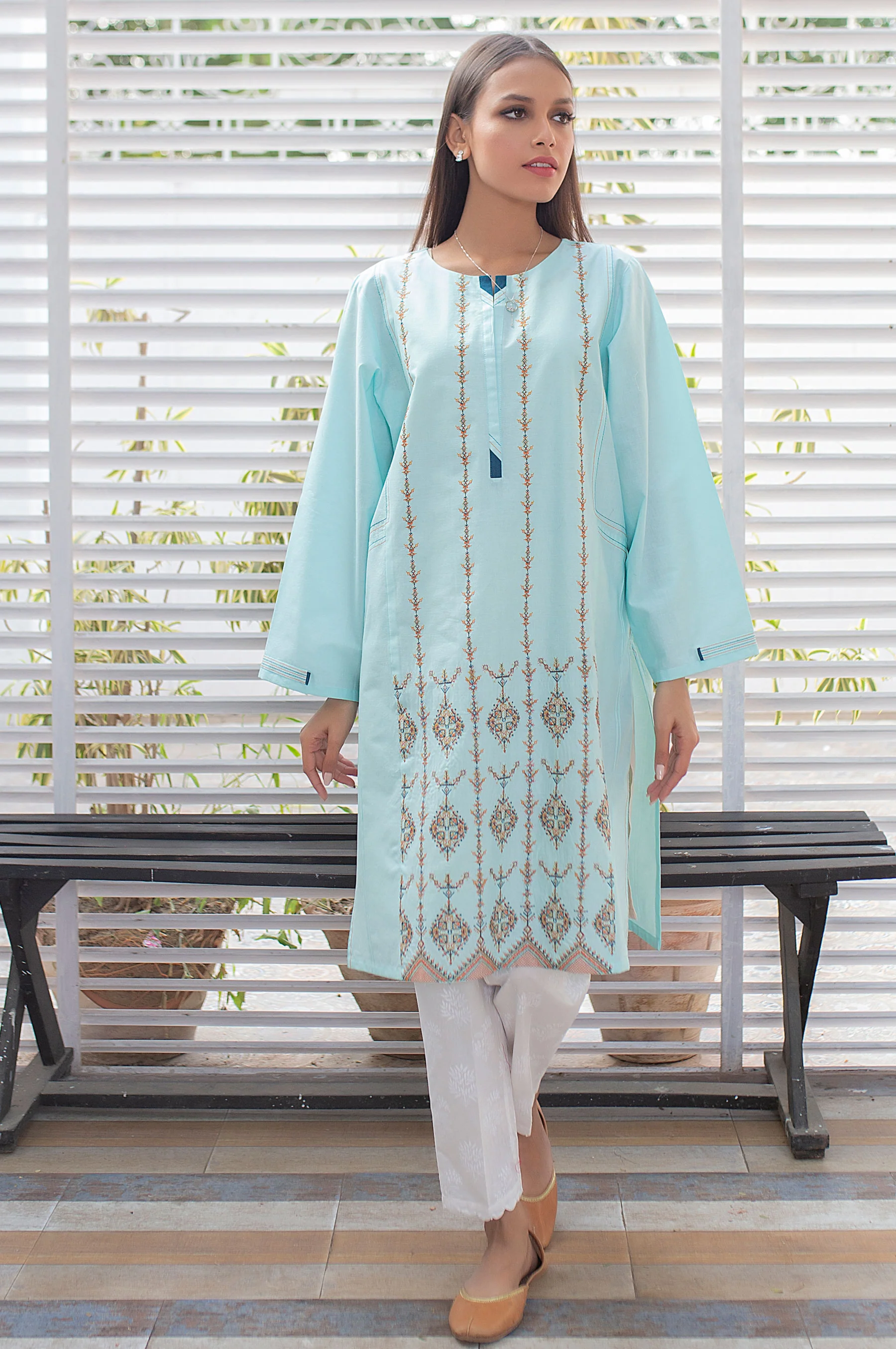 Stitched 1 Piece Embroidered Cambric Shirt - Image 3