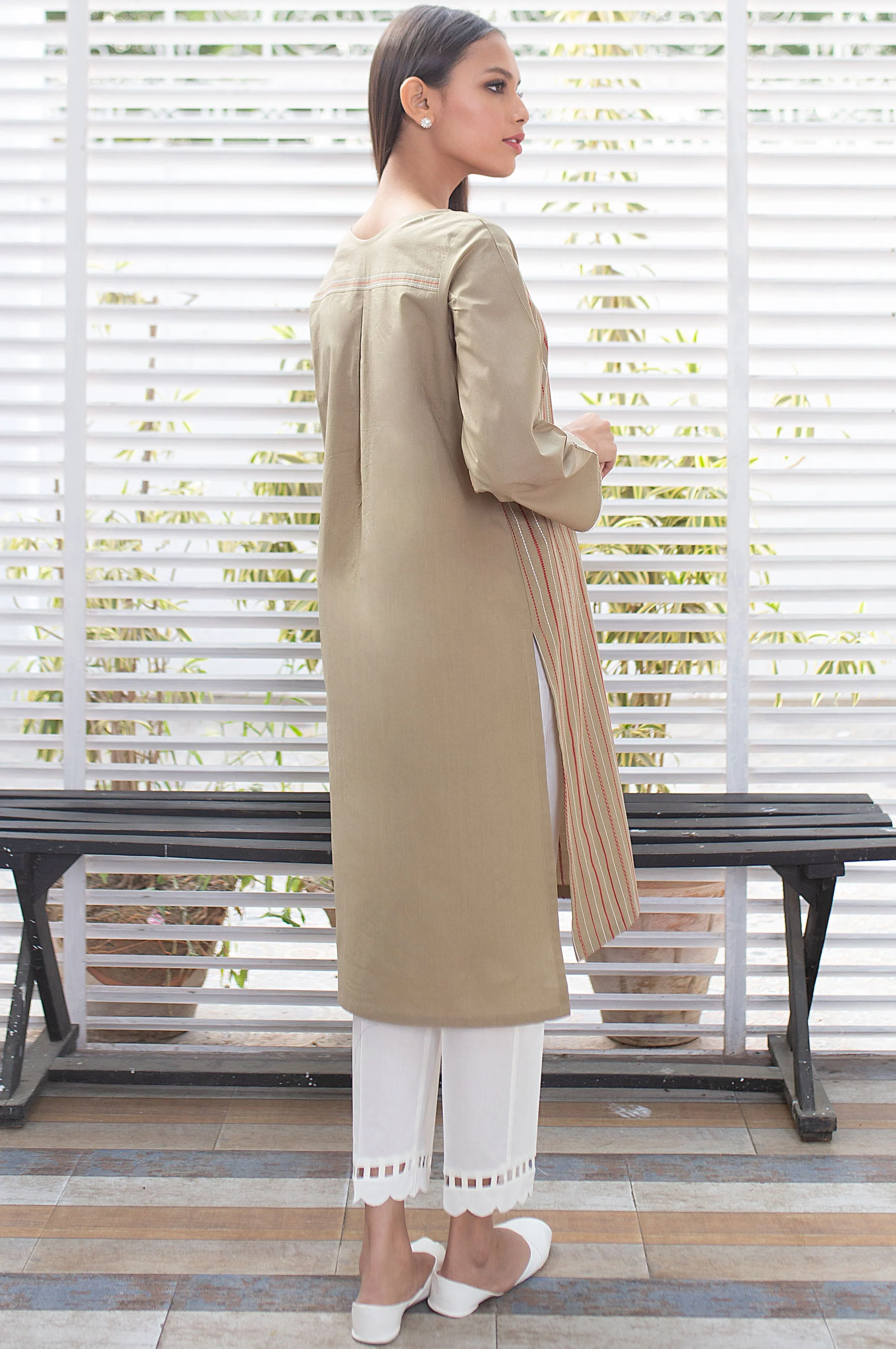 Stitched 1 Piece Embroidered Cambric Shirt - Image 3