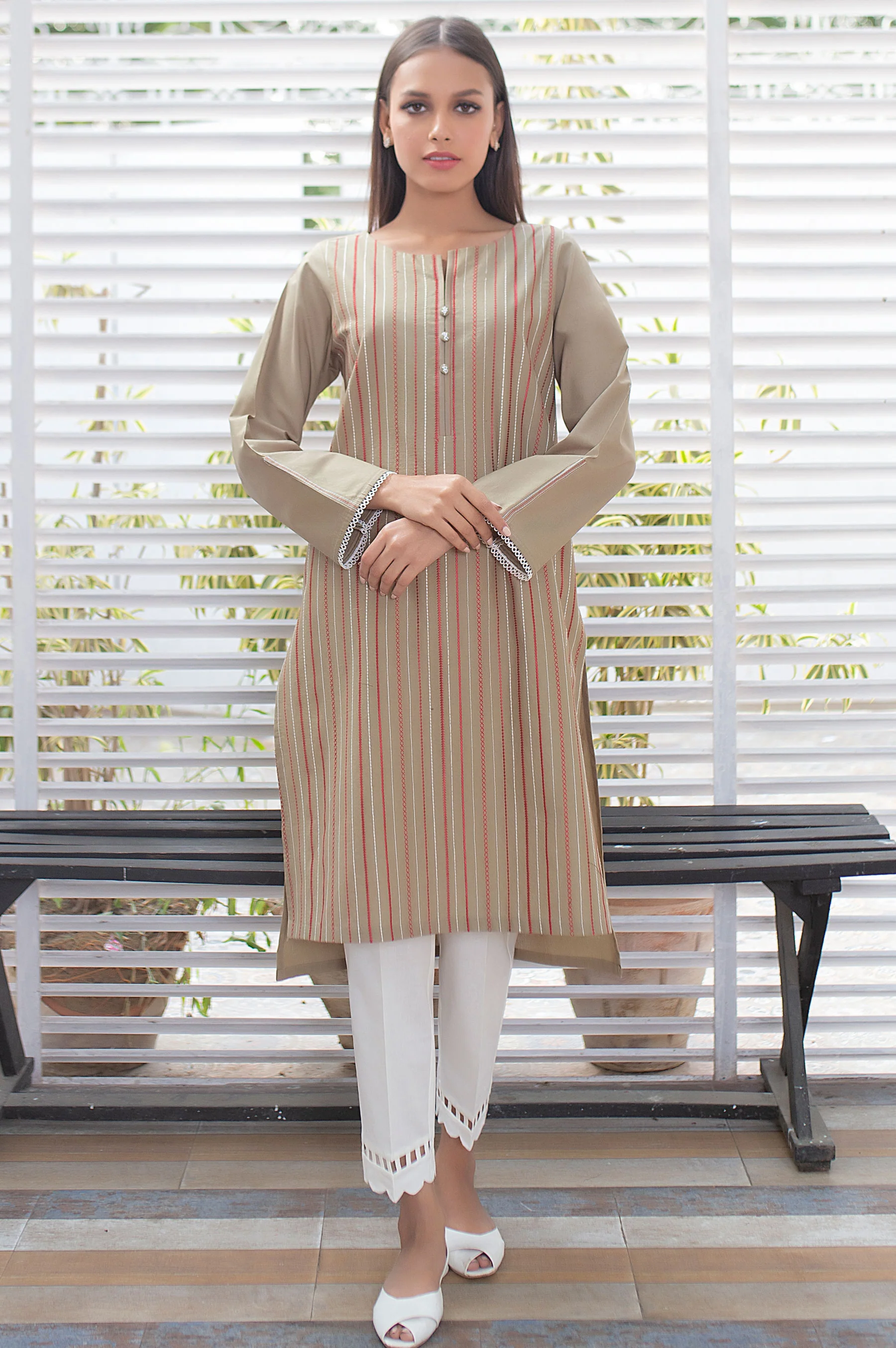 Stitched 1 Piece Embroidered Cambric Shirt - Image 4