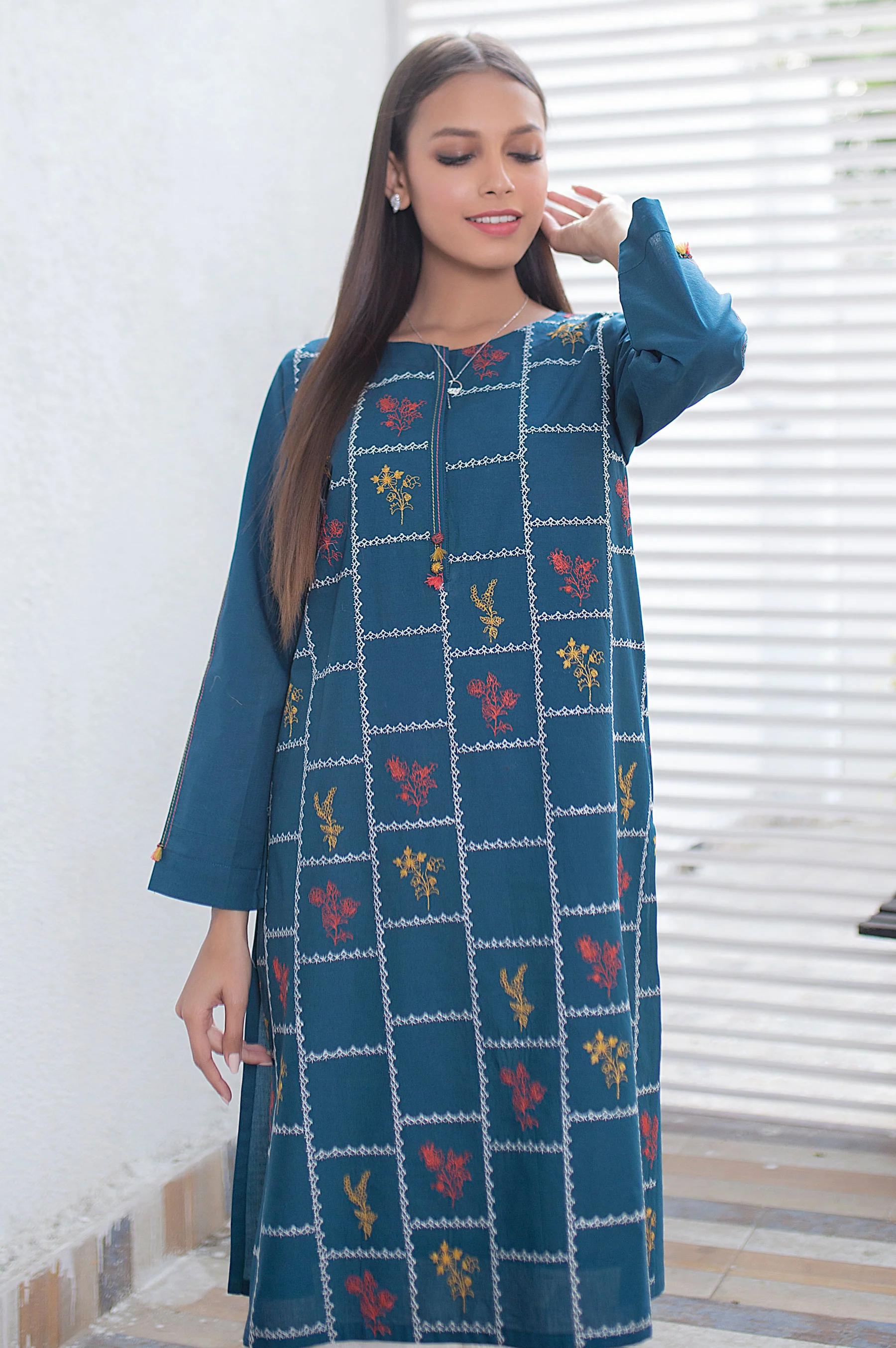 Stitched 1 Piece Embroidered Cambric Shirt - Image 4