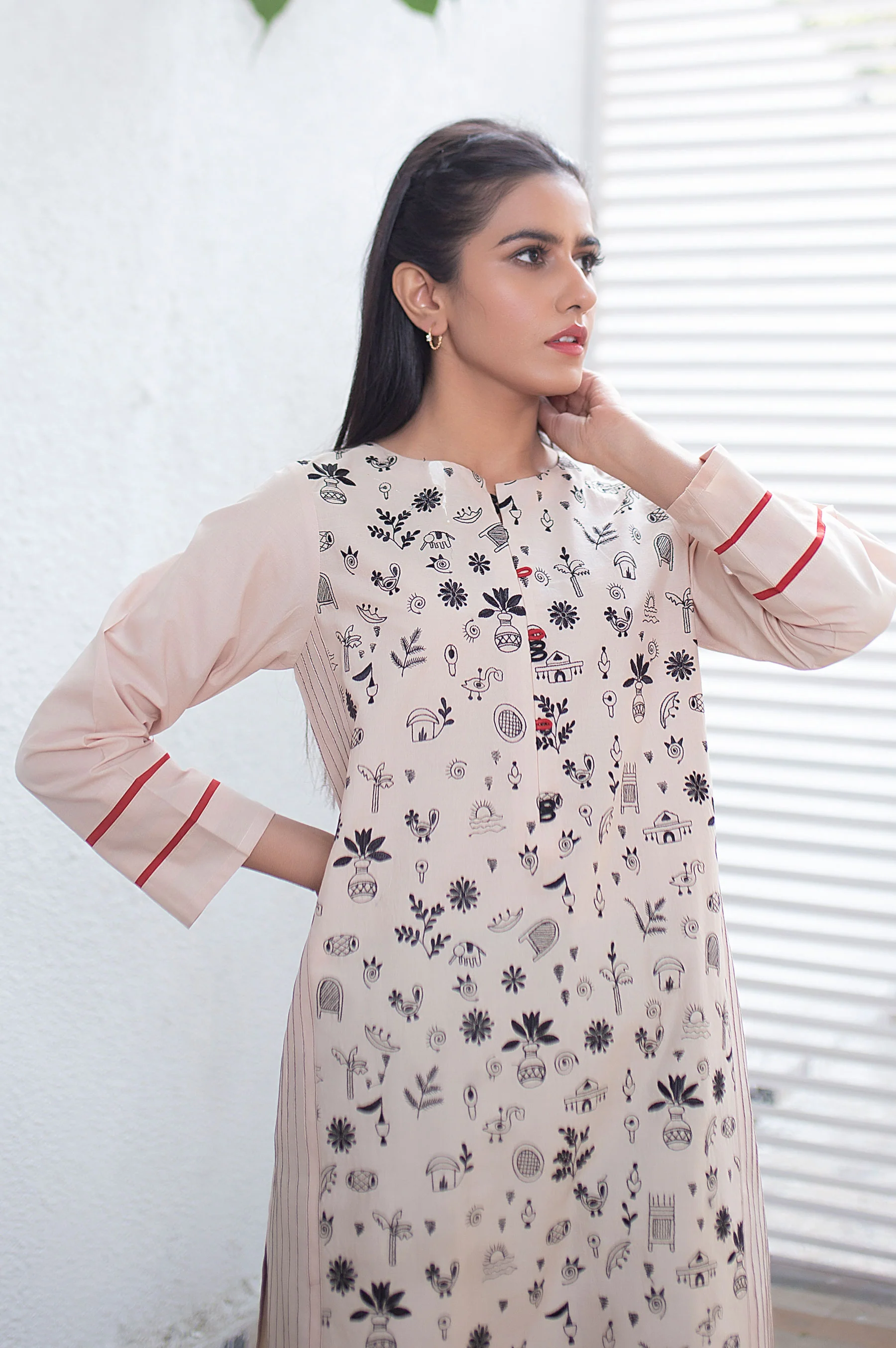 Stitched 1 Piece Embroidered Cambric Shirt - Image 2