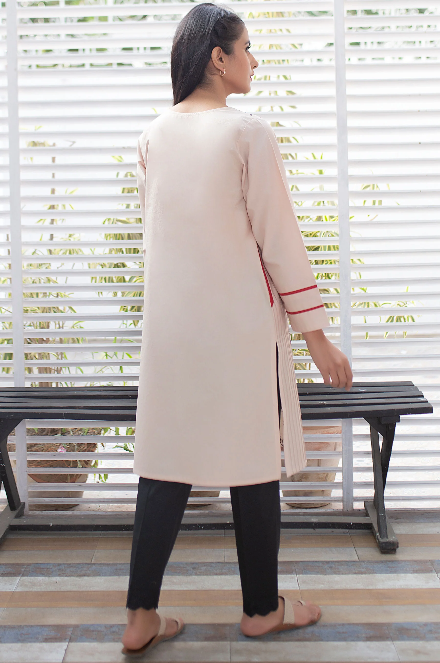 Stitched 1 Piece Embroidered Cambric Shirt - Image 3
