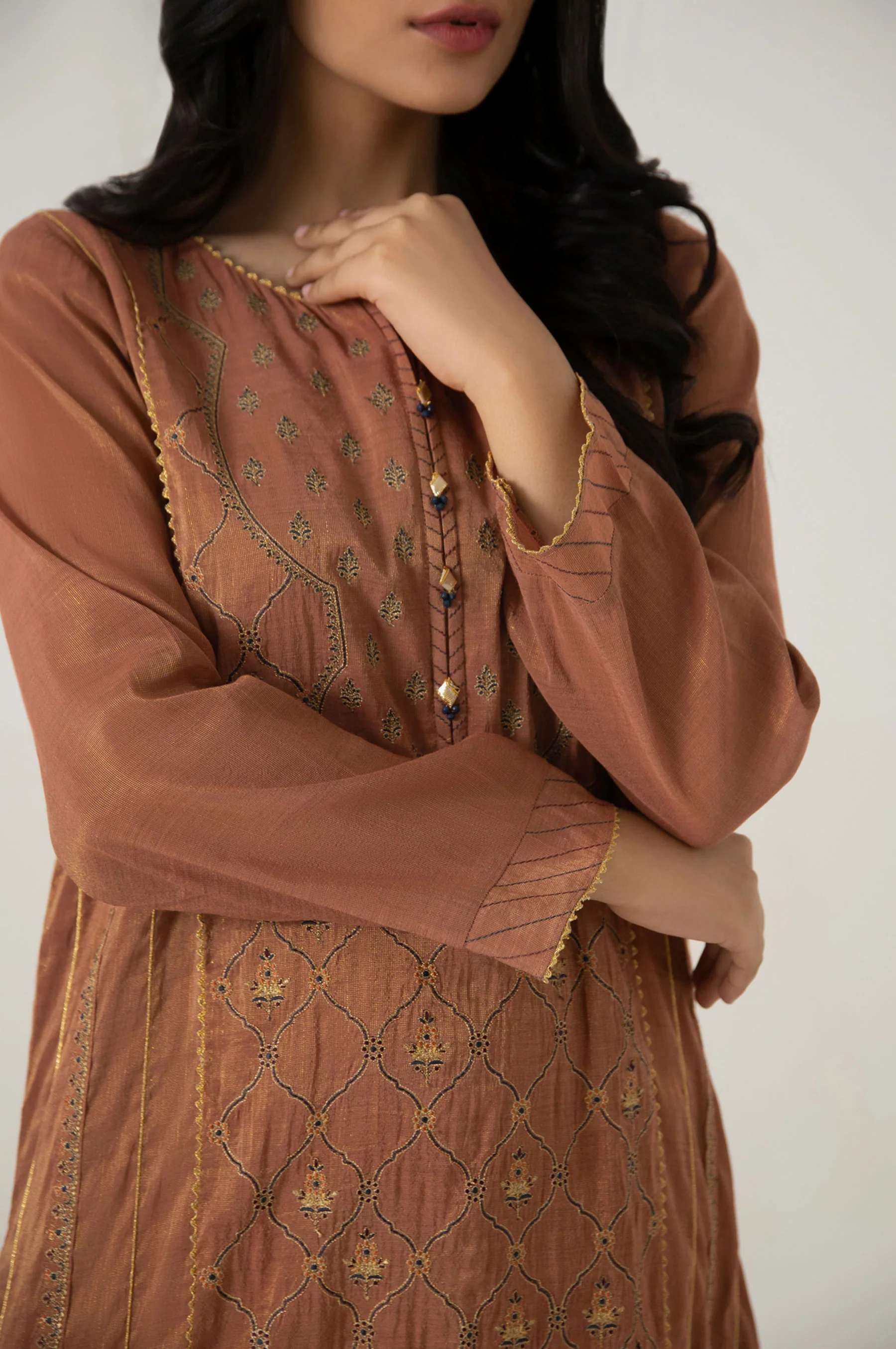 Stitched 1 Piece Staple Maysuri Embroidered Shirt - Image 4