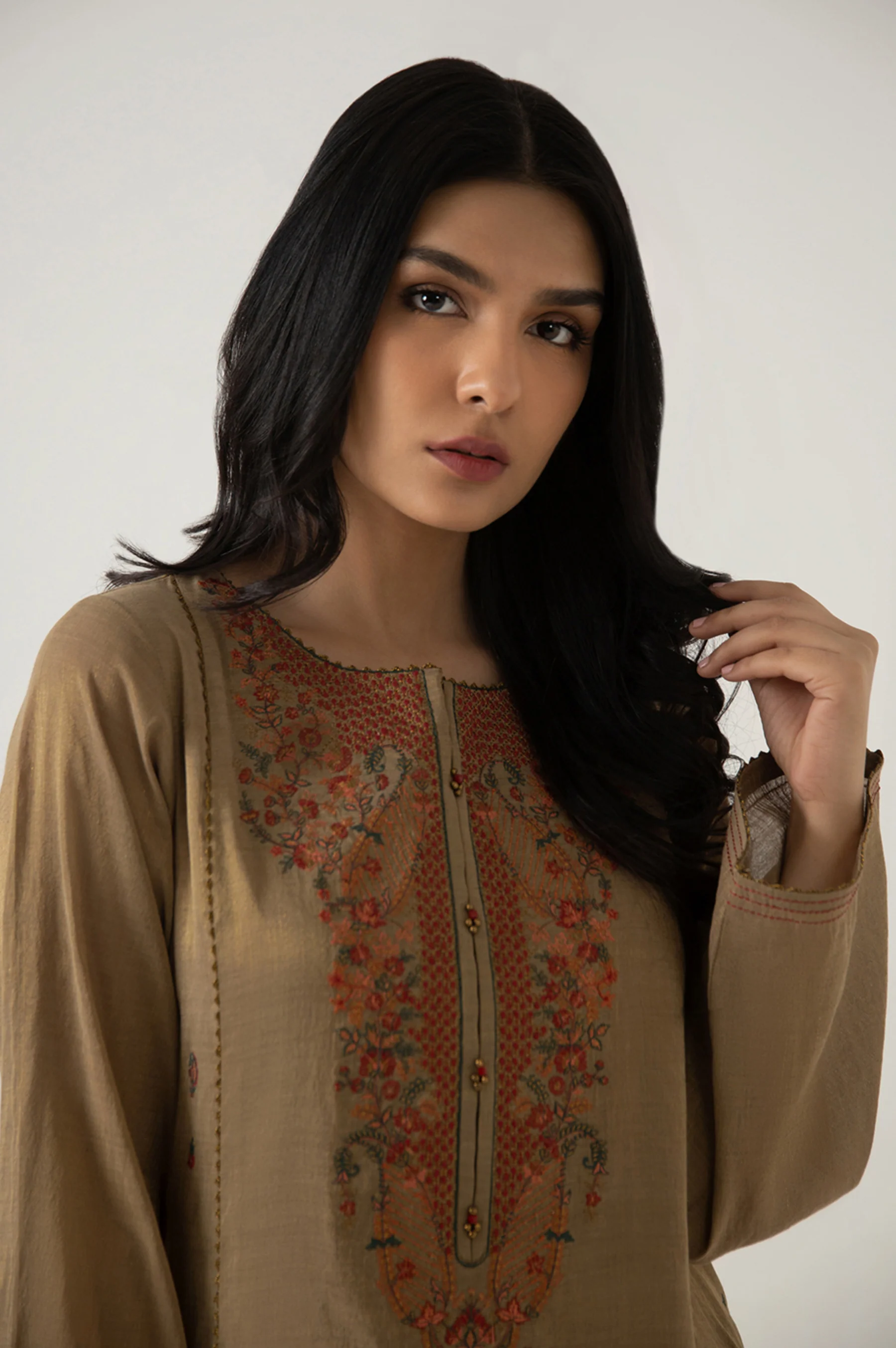 Stitched 1 Piece Staple Maysuri Embroidered Shirt - Image 3