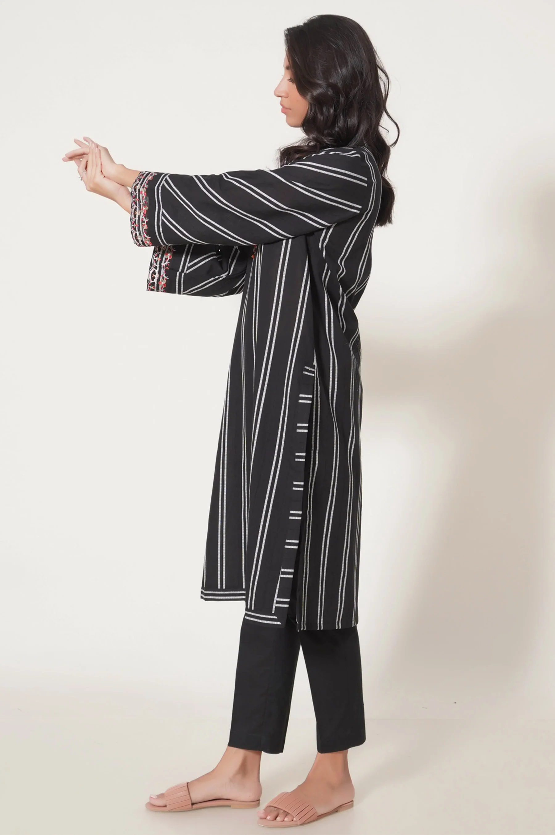 Stitched 1 Piece Embroidered Tarkashi Jacquard Shirt - Image 3