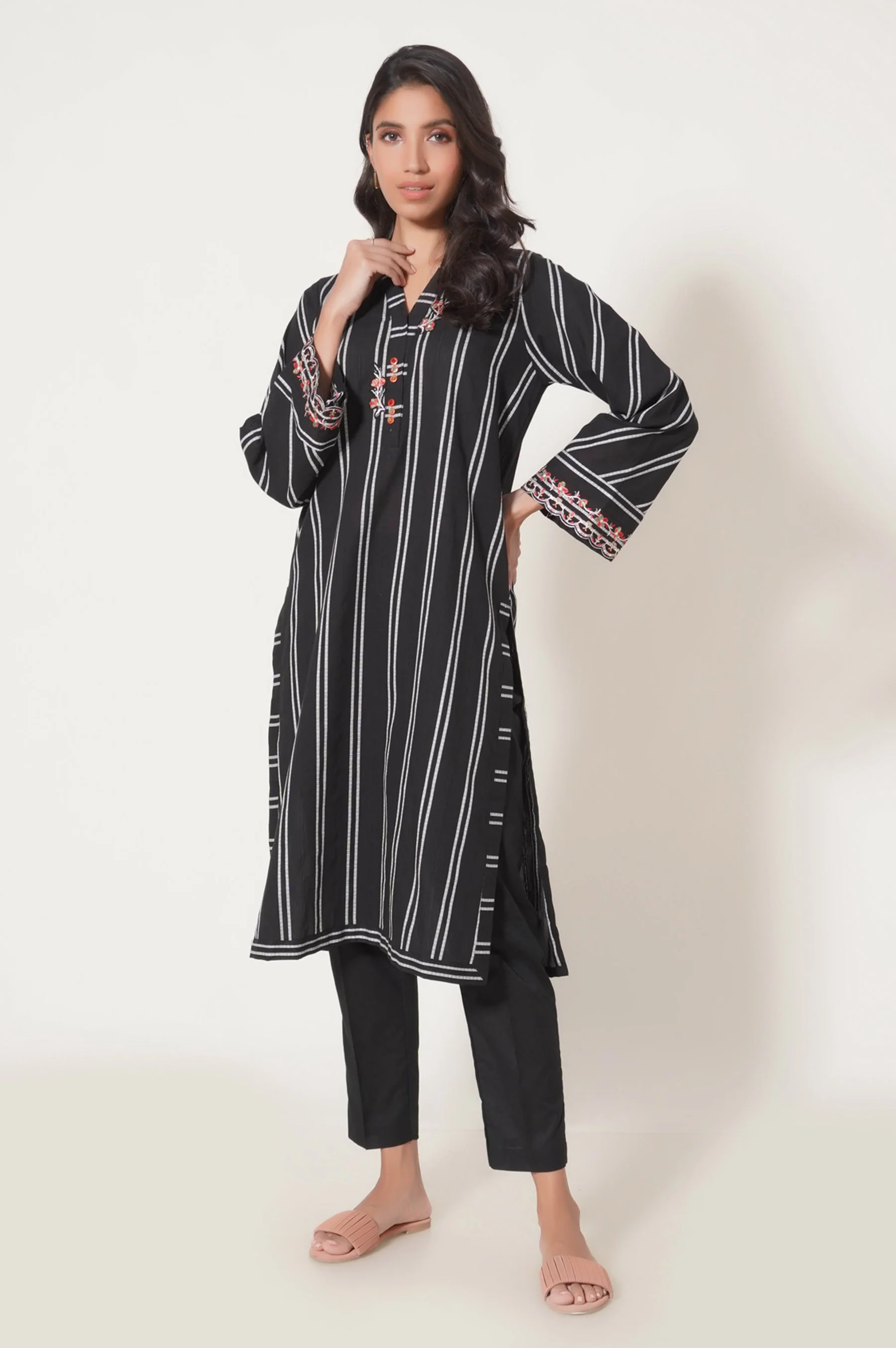 Stitched 1 Piece Embroidered Tarkashi Jacquard Shirt - Image 5