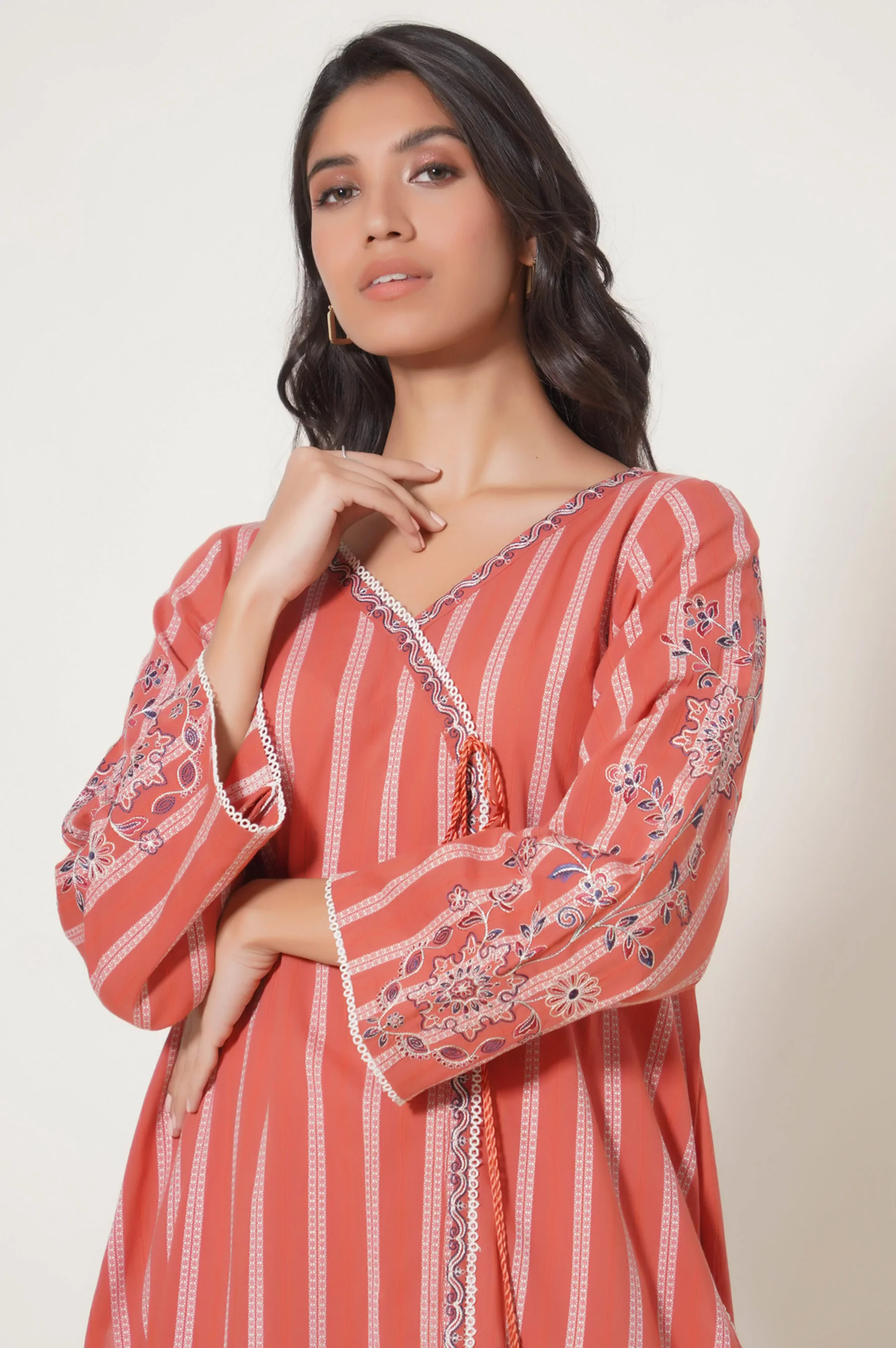 Stitched 1 Piece Embroidered Tarkashi Jacquard Shirt - Image 2