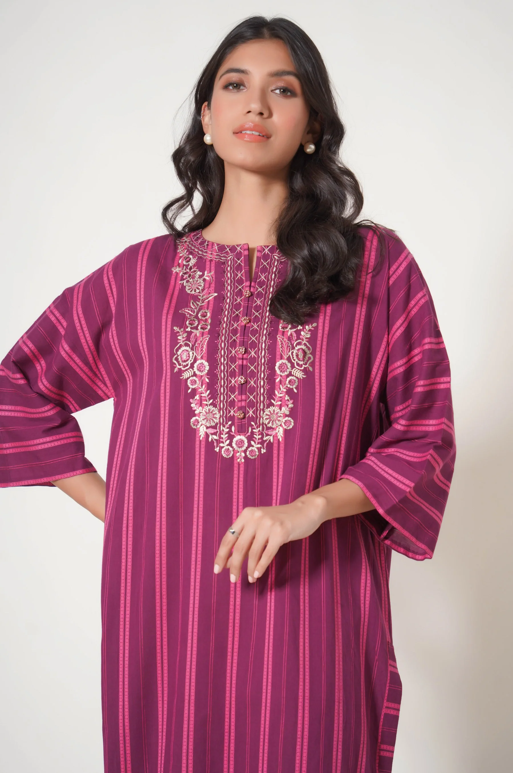 Stitched 1 Piece Embroidered Tarkashi Jacquard Shirt - Image 2