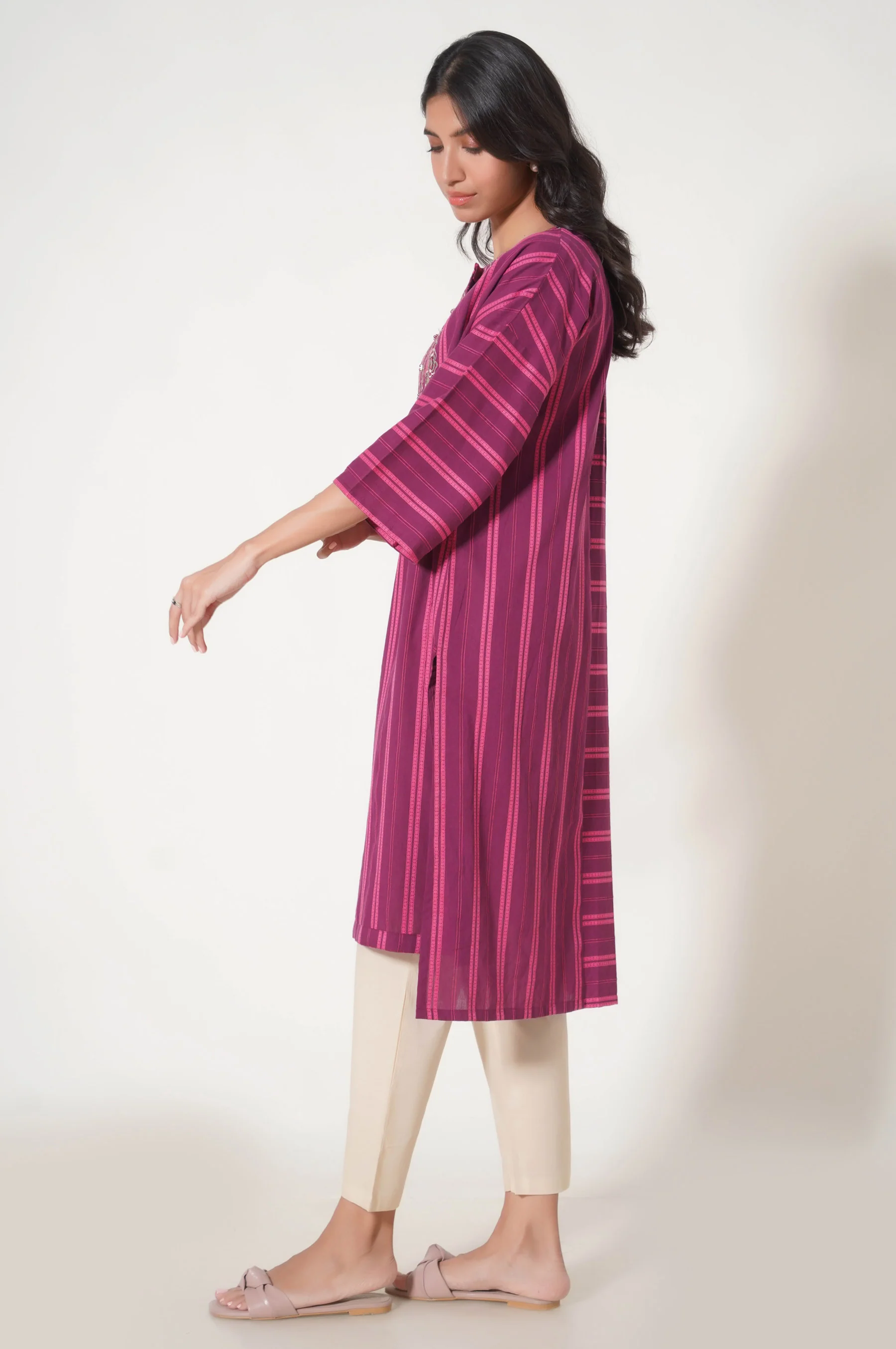 Stitched 1 Piece Embroidered Tarkashi Jacquard Shirt - Image 3
