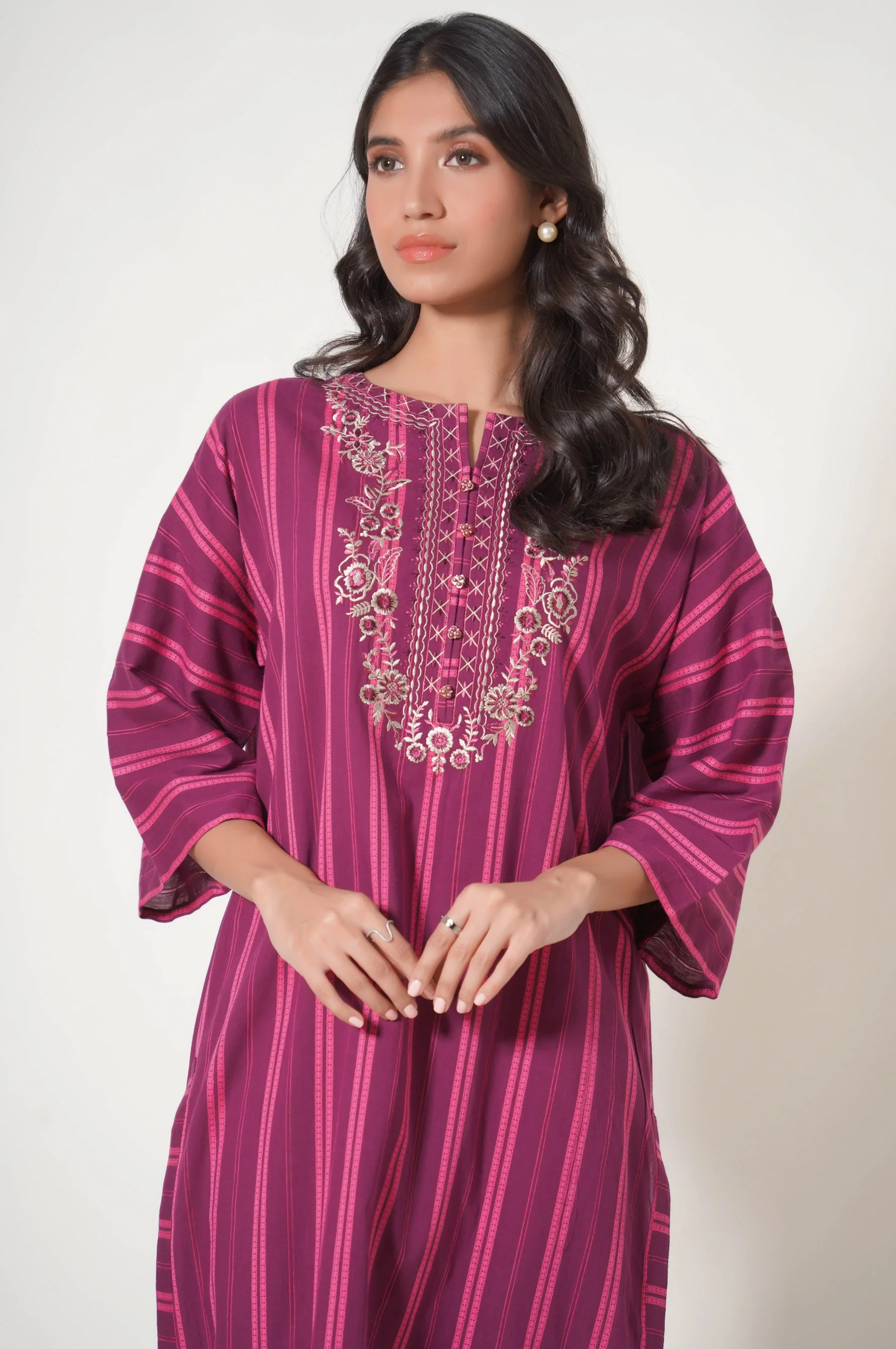 Stitched 1 Piece Embroidered Tarkashi Jacquard Shirt - Image 4