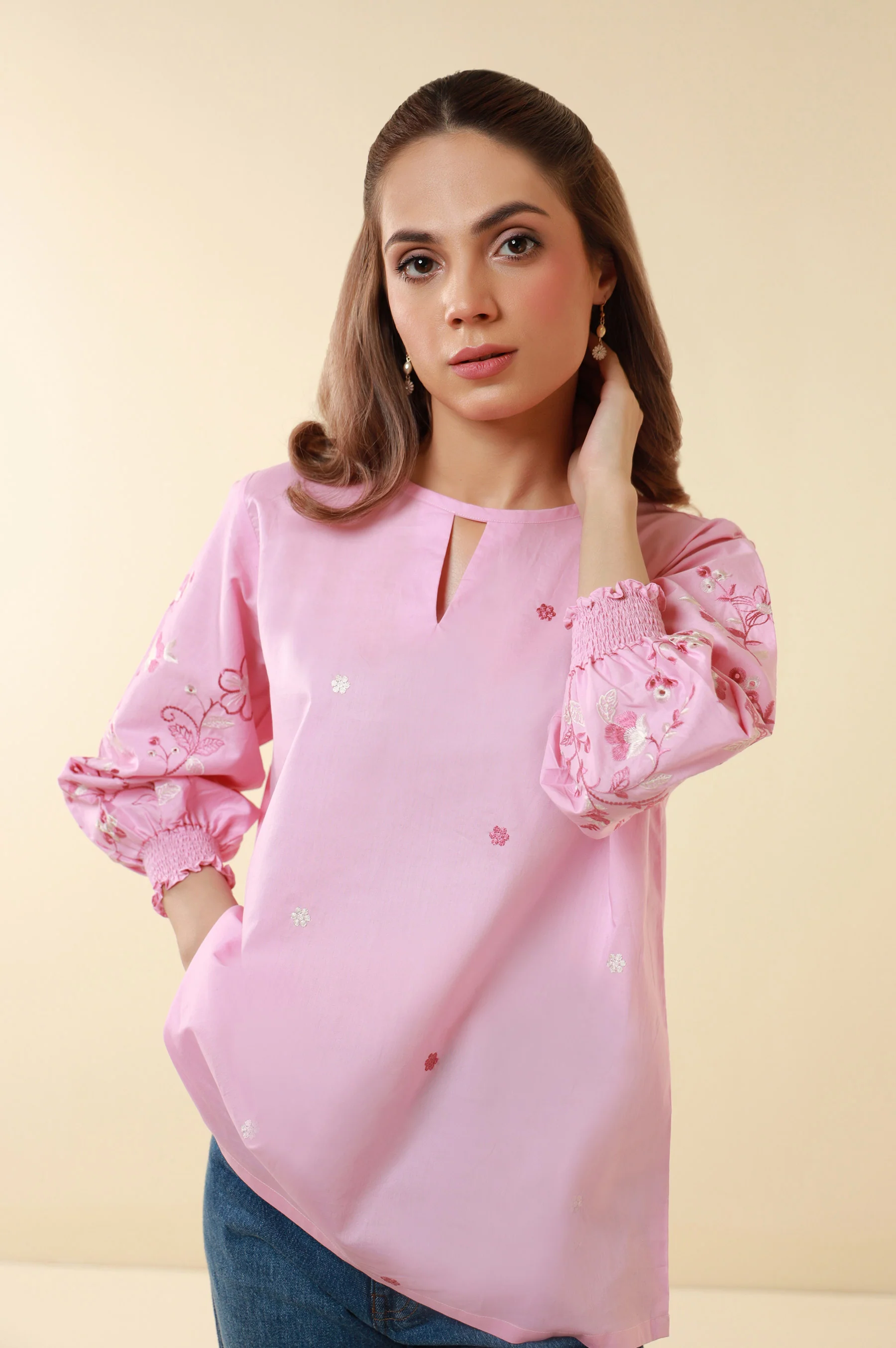 Stitched 1 Piece Embroidered Tencel Top - Image 6