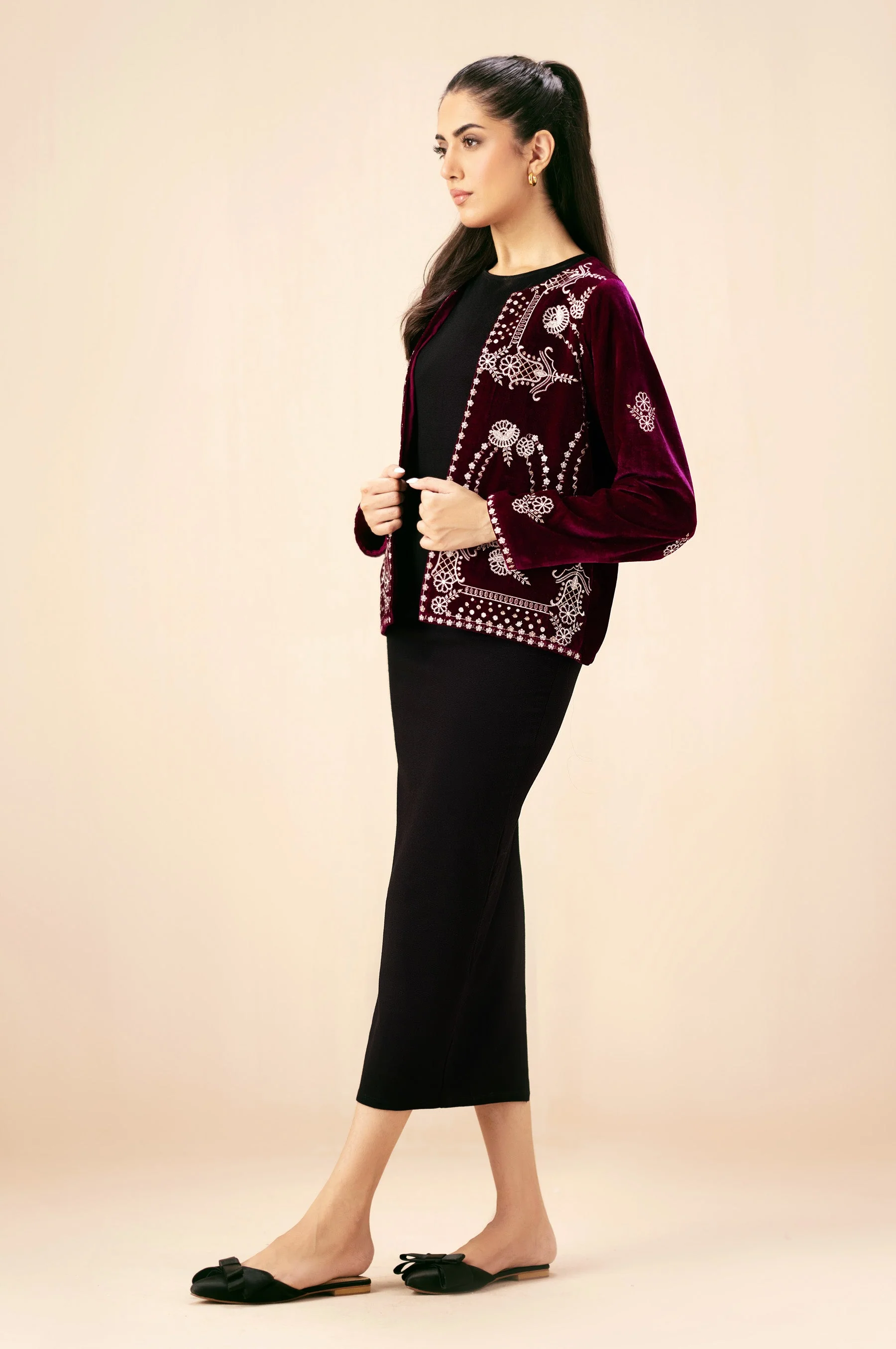 EMBROIDERED VELVET JACKET (FACTORY E-OUTLET) - Image 2