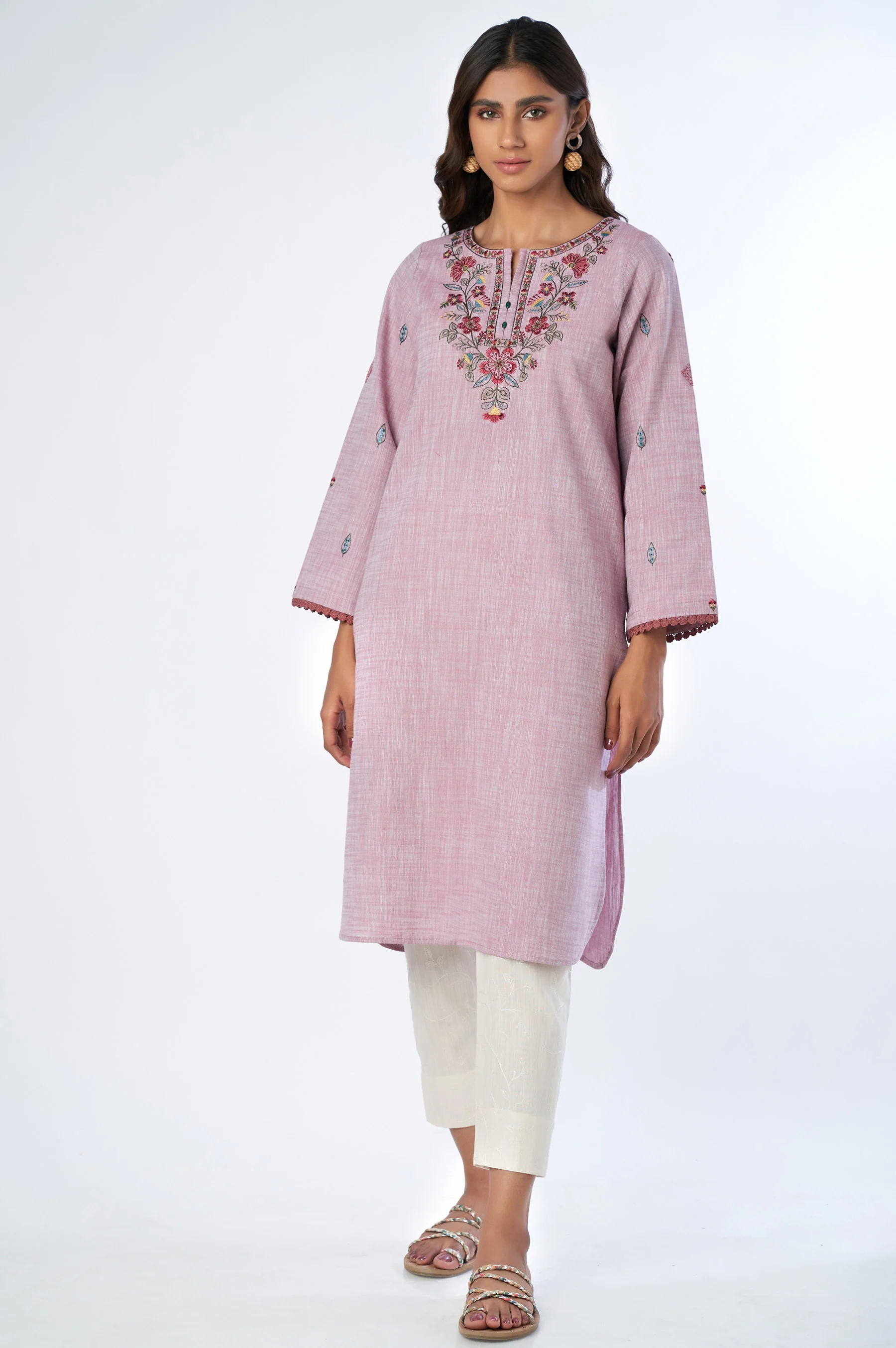 Stitched 1 Piece Embroidered Yarn Dyed Shirt