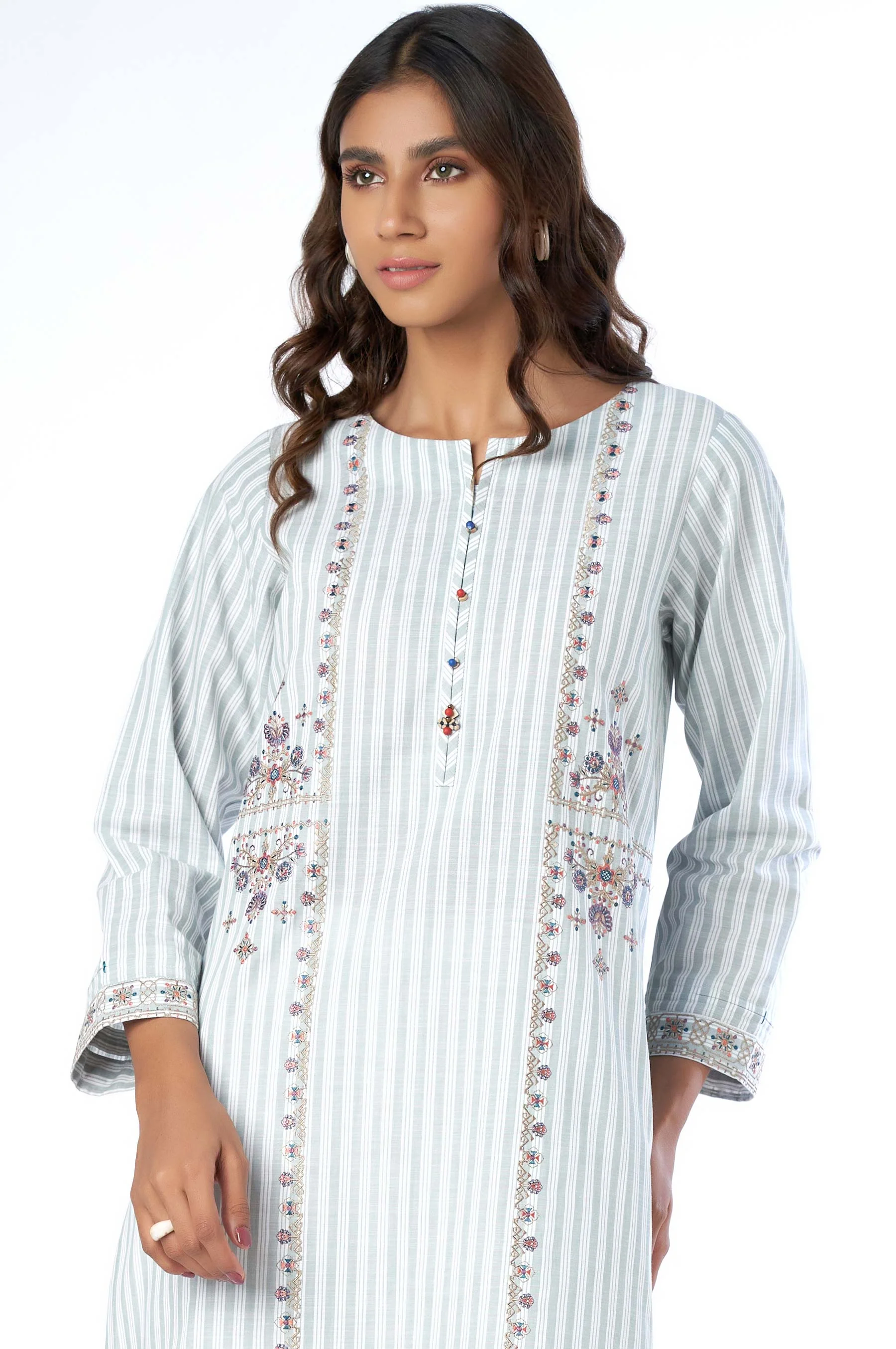 Stitched 1 Piece Embroidered Yarn Dyed Shirt