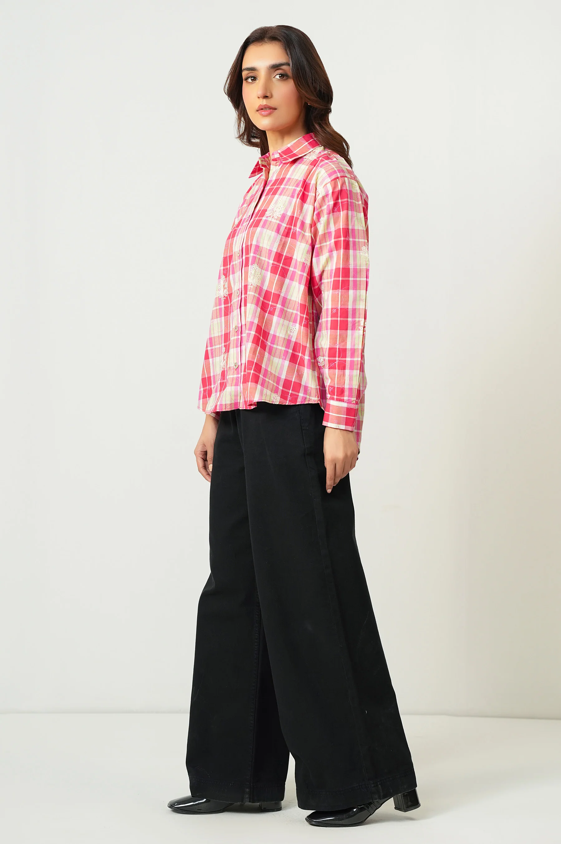 Stitched 1 Piece Embroidered Yarn Dyed Top - Image 3