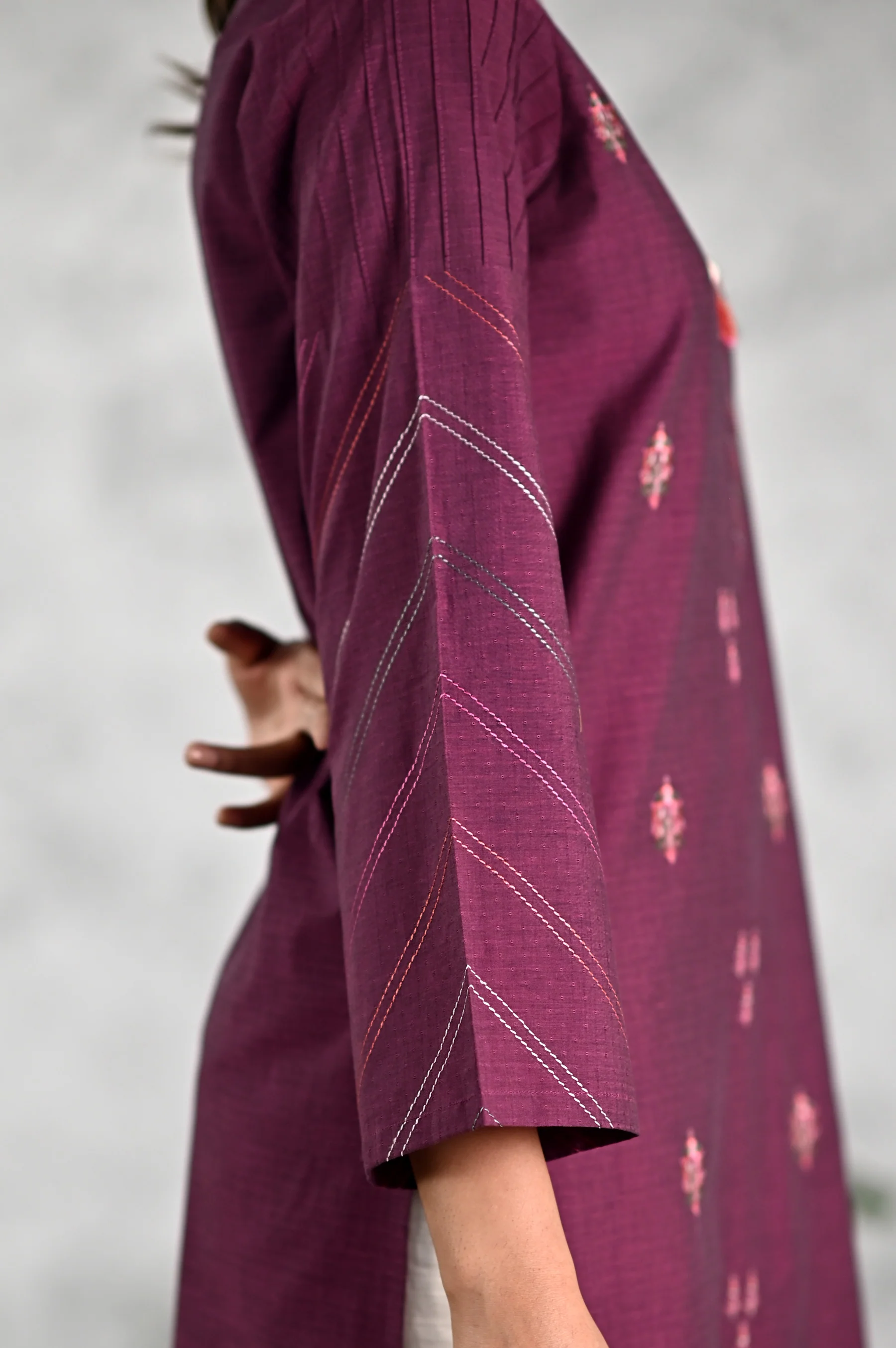 Stitched 1 Piece Embroidered Yarn Dyed Textured Shirt - Image 5