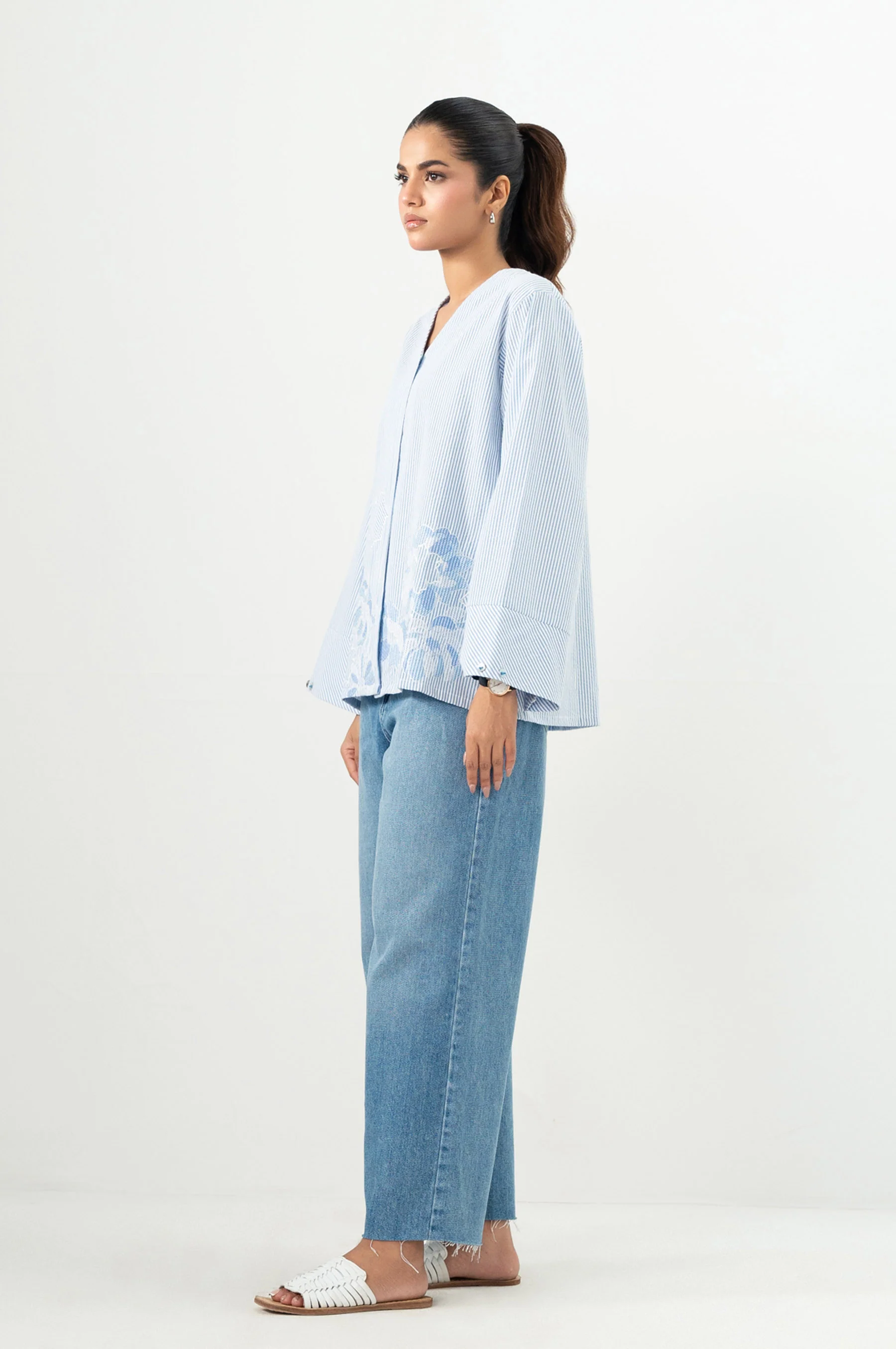 Stitched 1 Piece Embroidered Yarn Dyed Top - Image 5