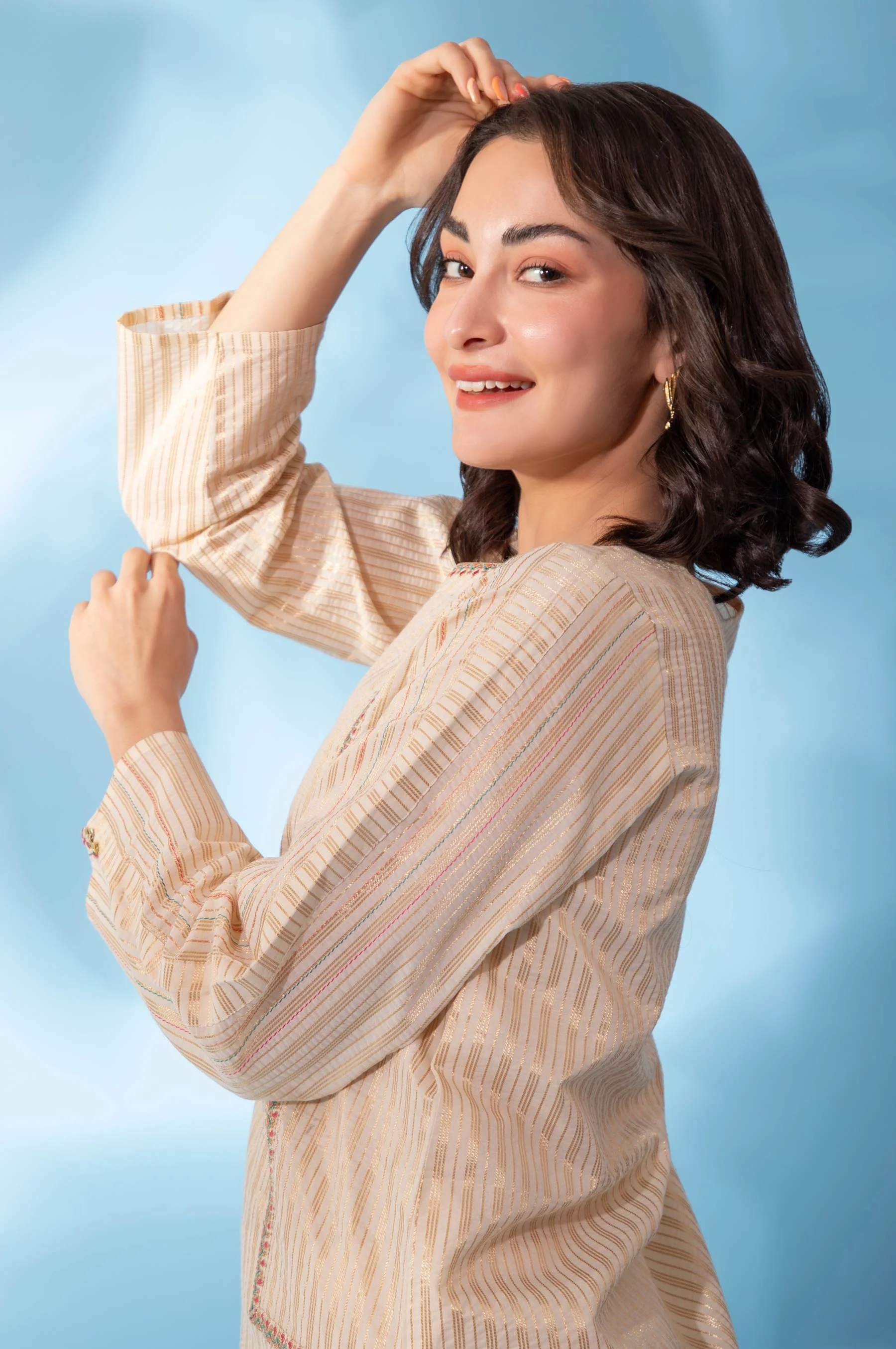 Stitched 1 Piece Embroidered Zari Shirt - Image 4