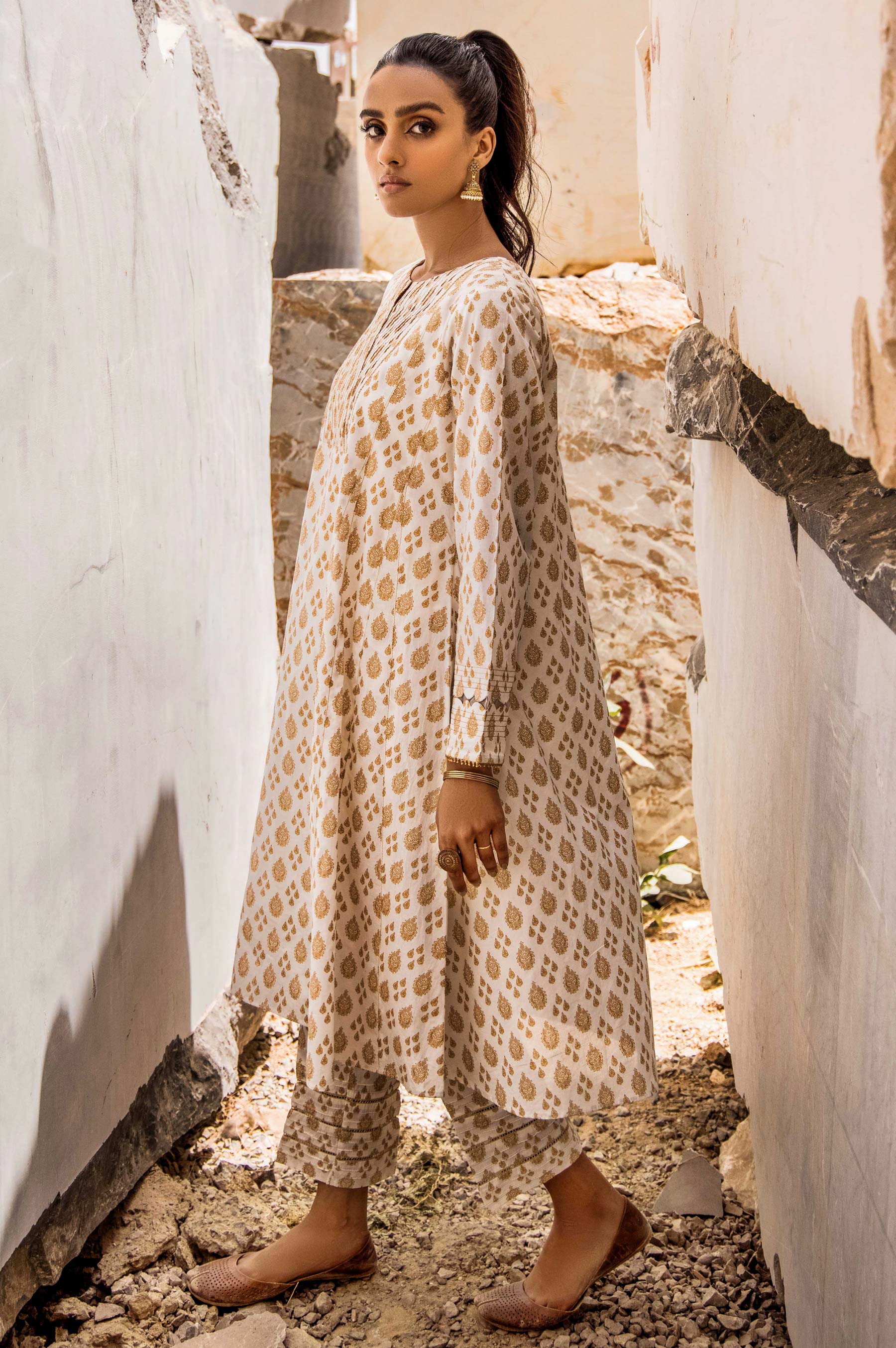 Stitched 1 Piece Printed Gold Paste Cambric Shirt - Image 2