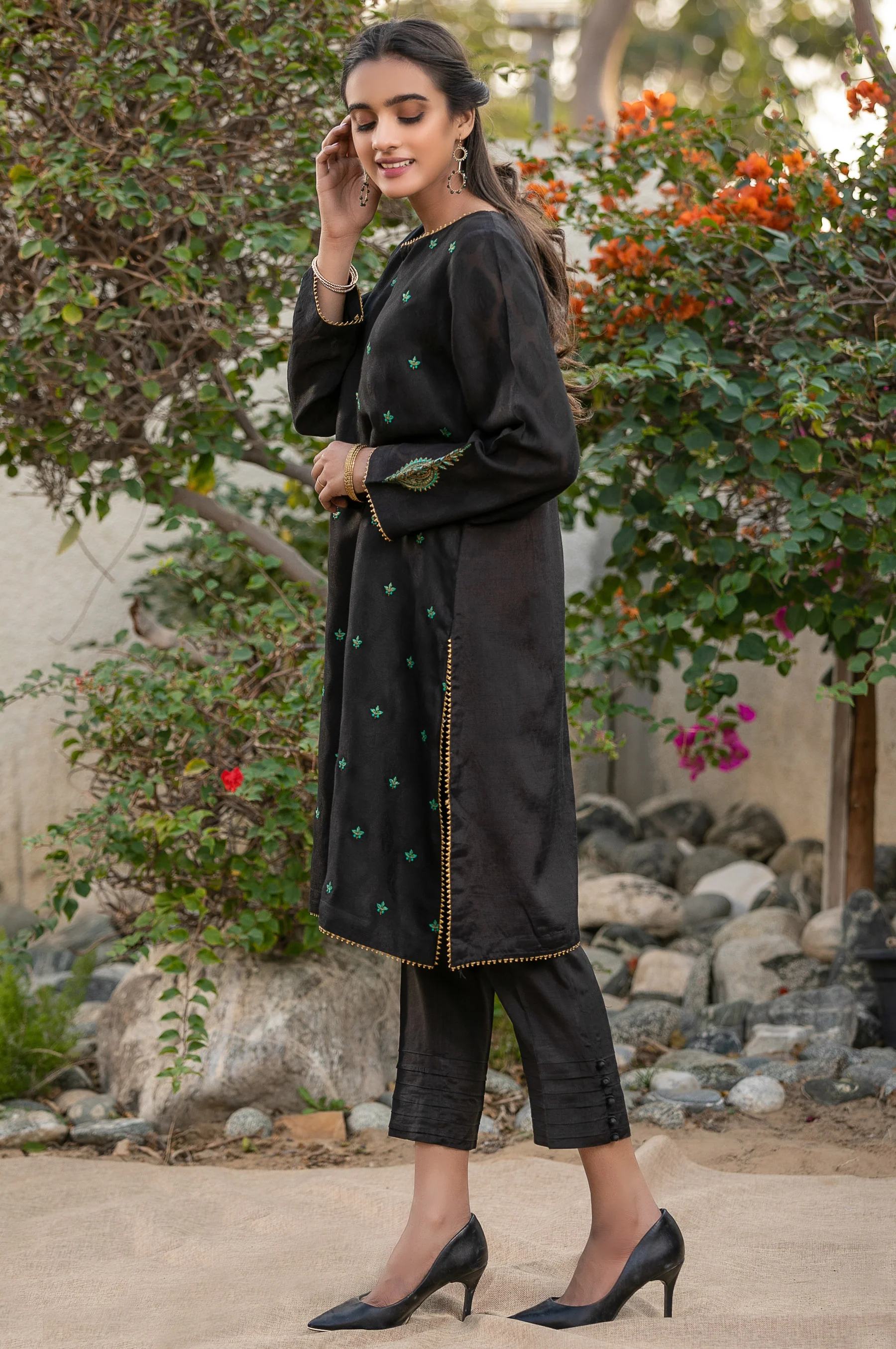Stitched 1 Piece Jacquard Embroidered Shirt - Image 2