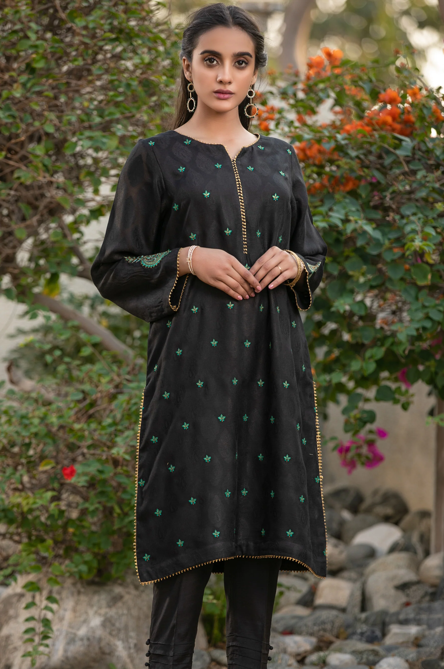 Stitched 1 Piece Jacquard Embroidered Shirt - Image 3