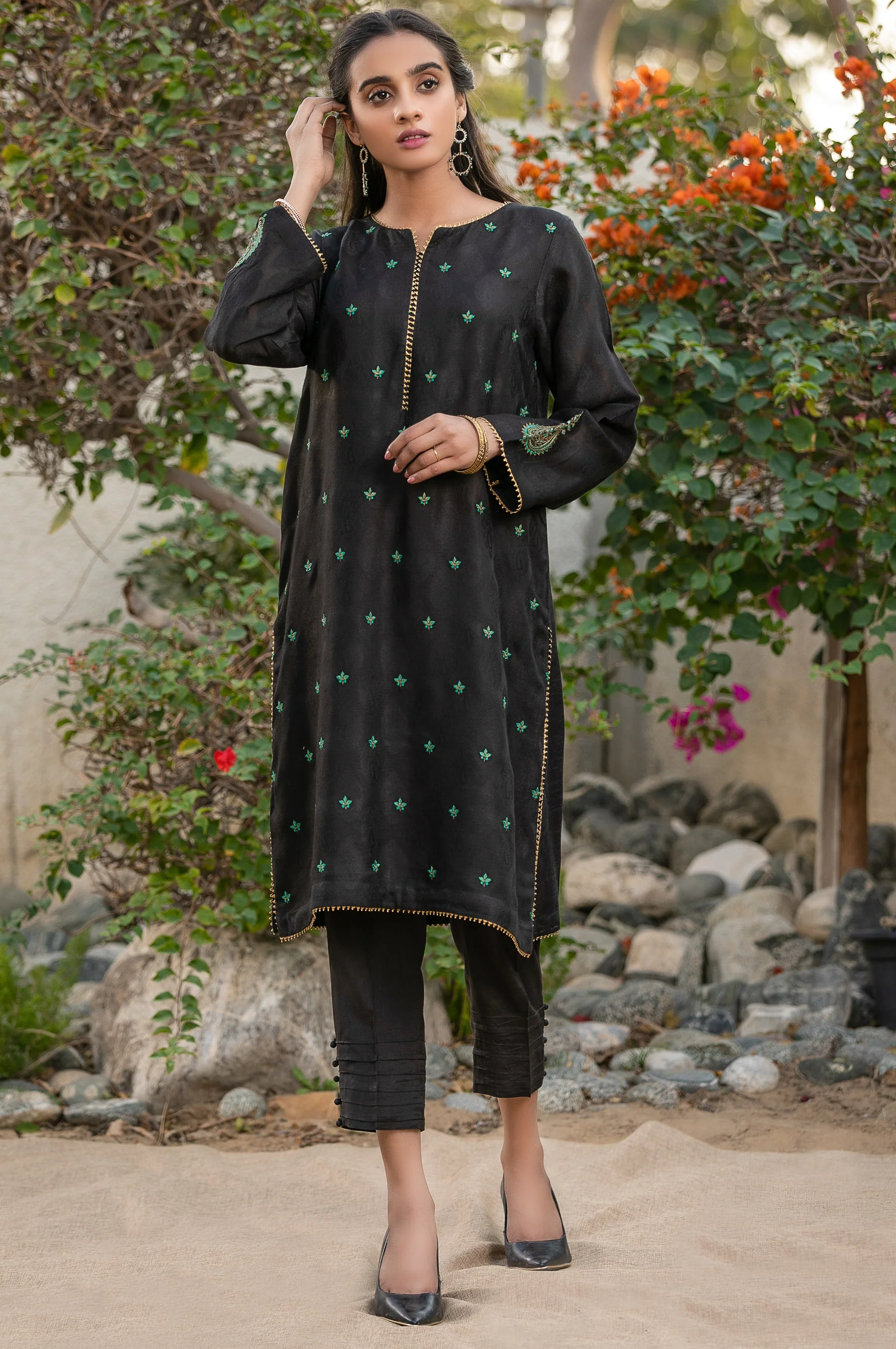 Stitched 1 Piece Jacquard Embroidered Shirt - Image 4