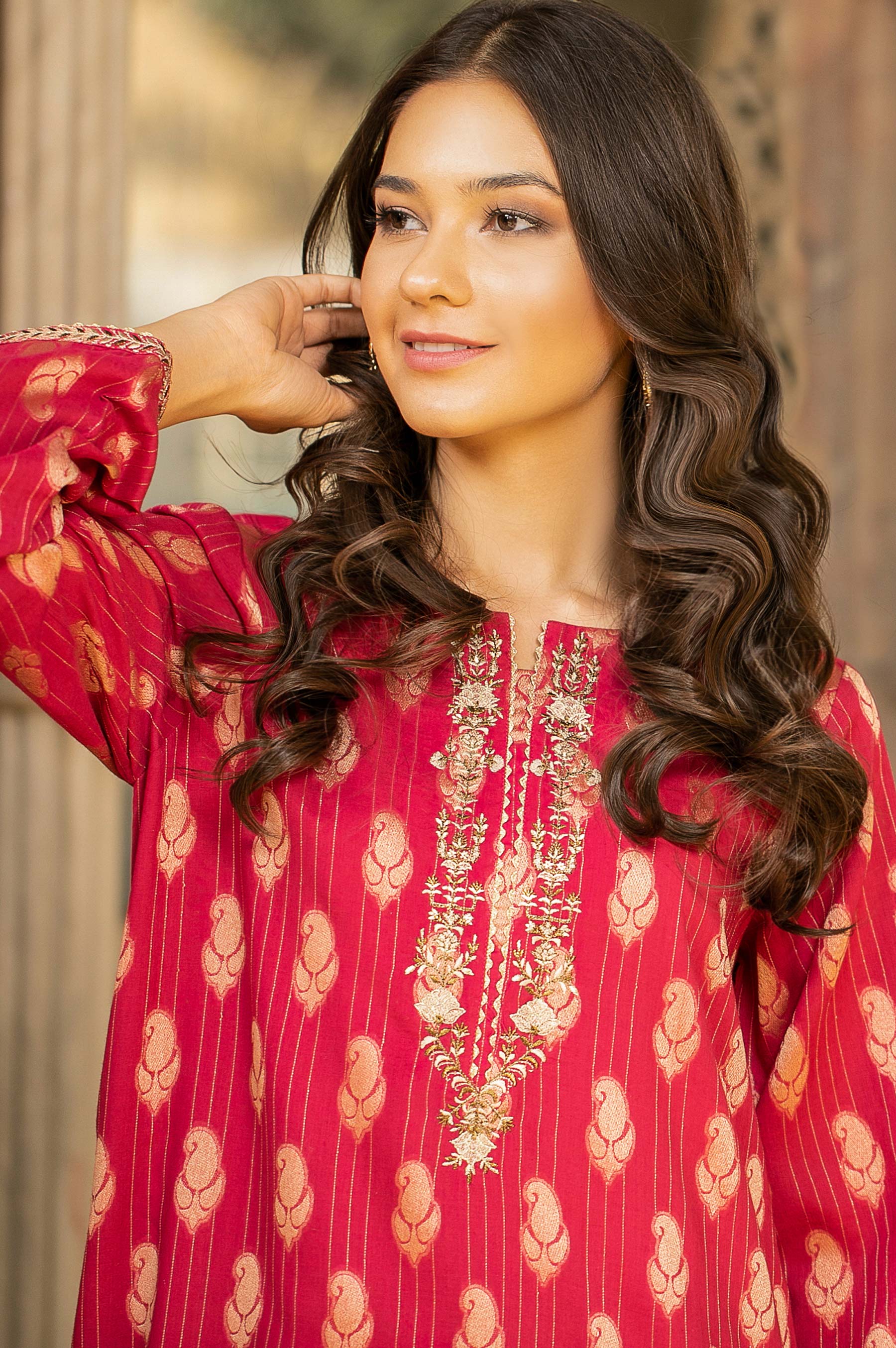Stitched 1 Piece Jacquard Embroidered Shirt - Image 3