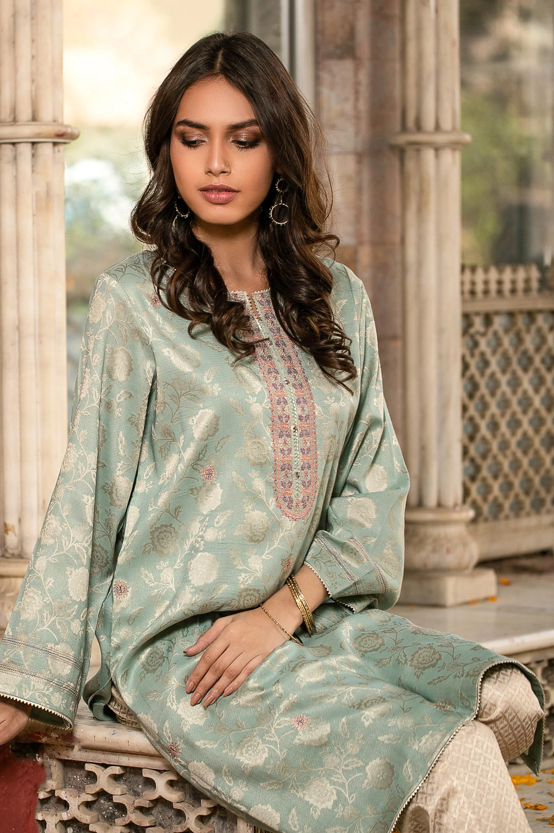 Stitched 1 Piece Jacquard Embroidered Shirt - Image 3