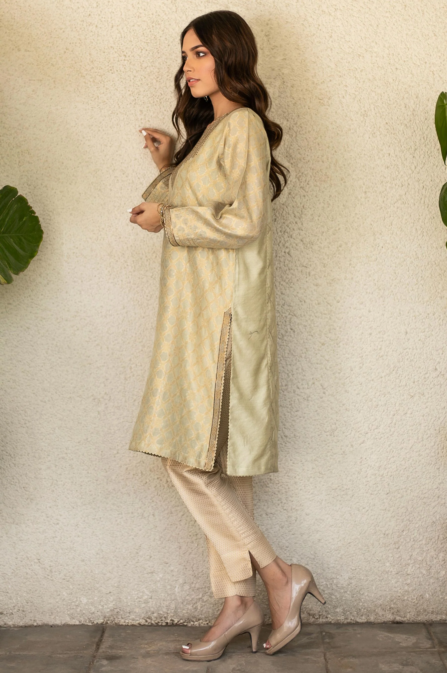 Stitched 1 Piece Jacquard Embroidered Shirt - Image 4
