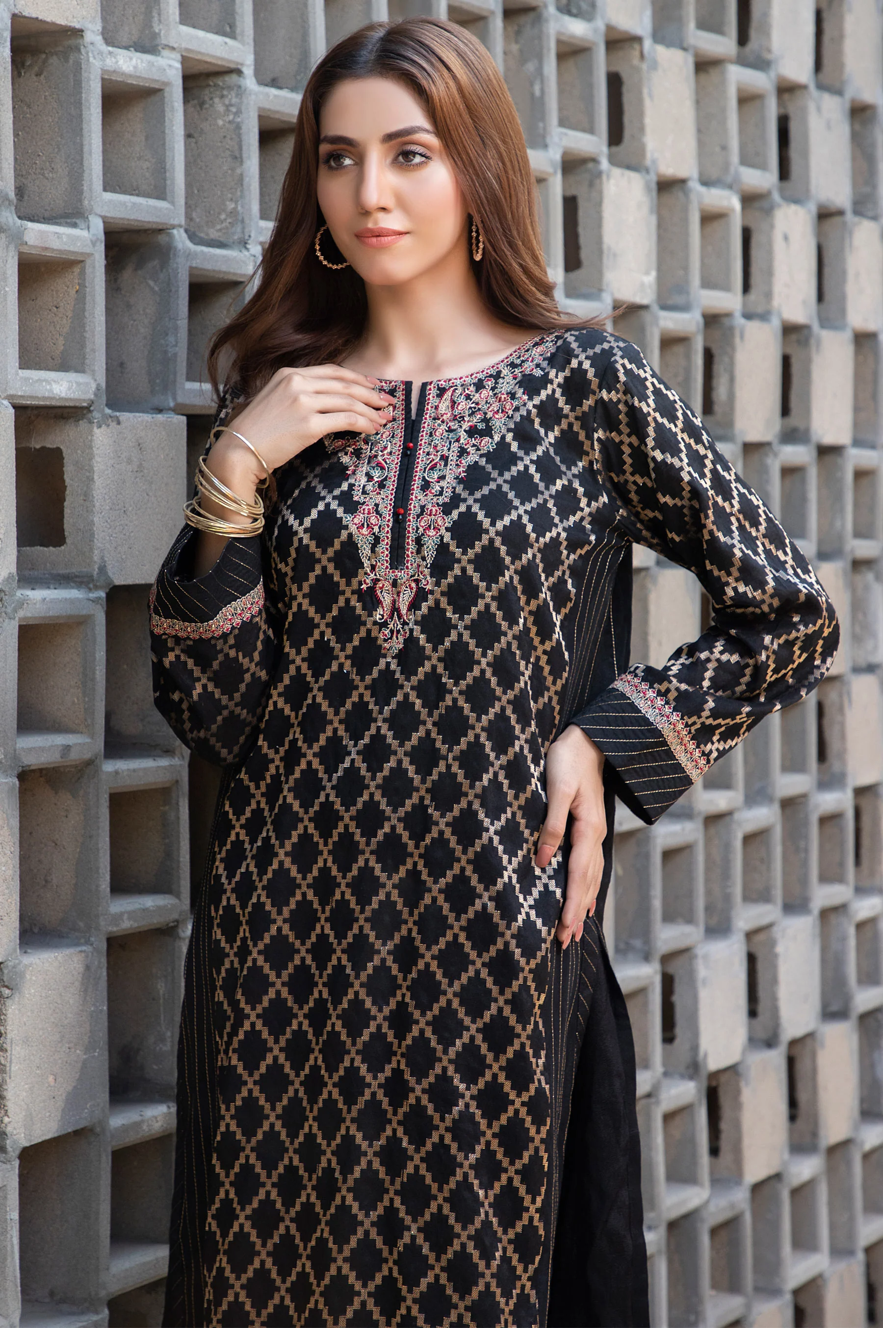 Stitched 1 Piece Jacquard Embroidered Shirt - Image 3