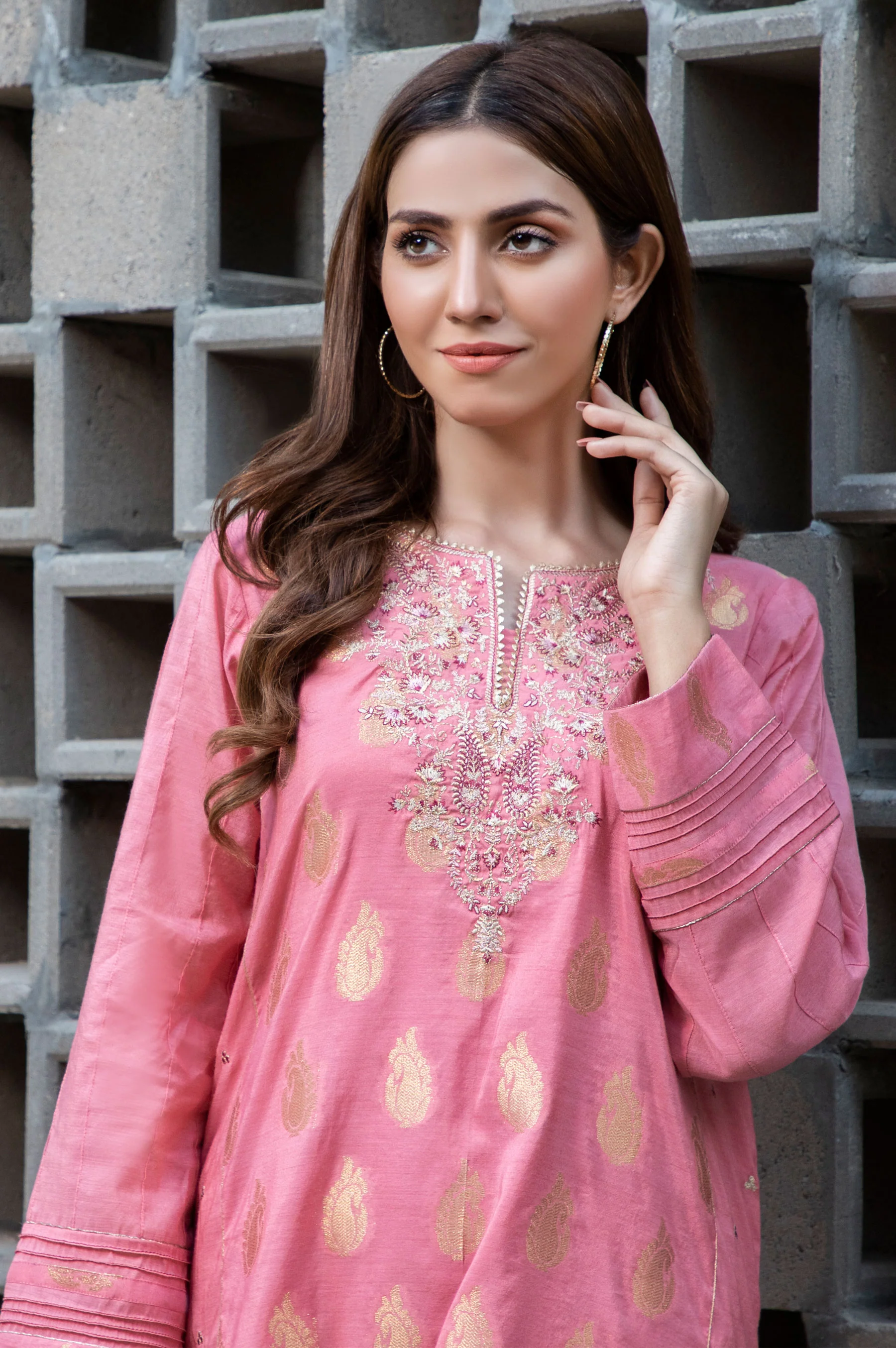 Stitched 1 Piece Jacquard Embroidered Shirt - Image 3