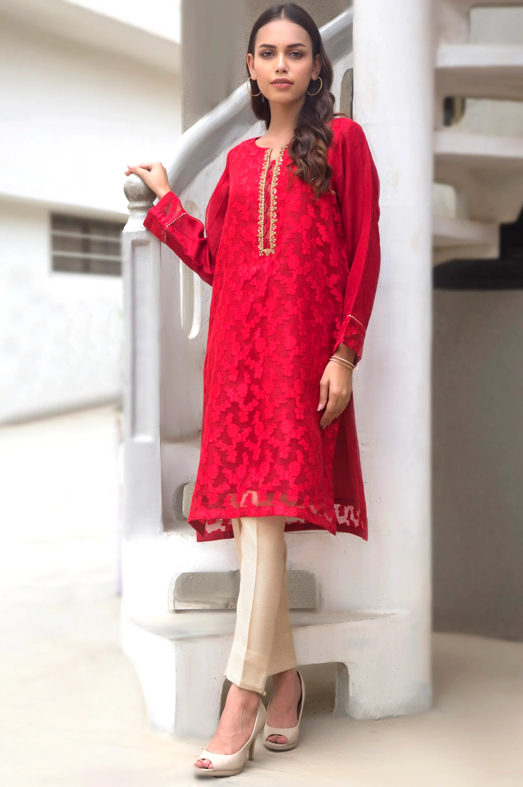 Stitched 1 Piece Jacquard Embroidered Suit - Image 4