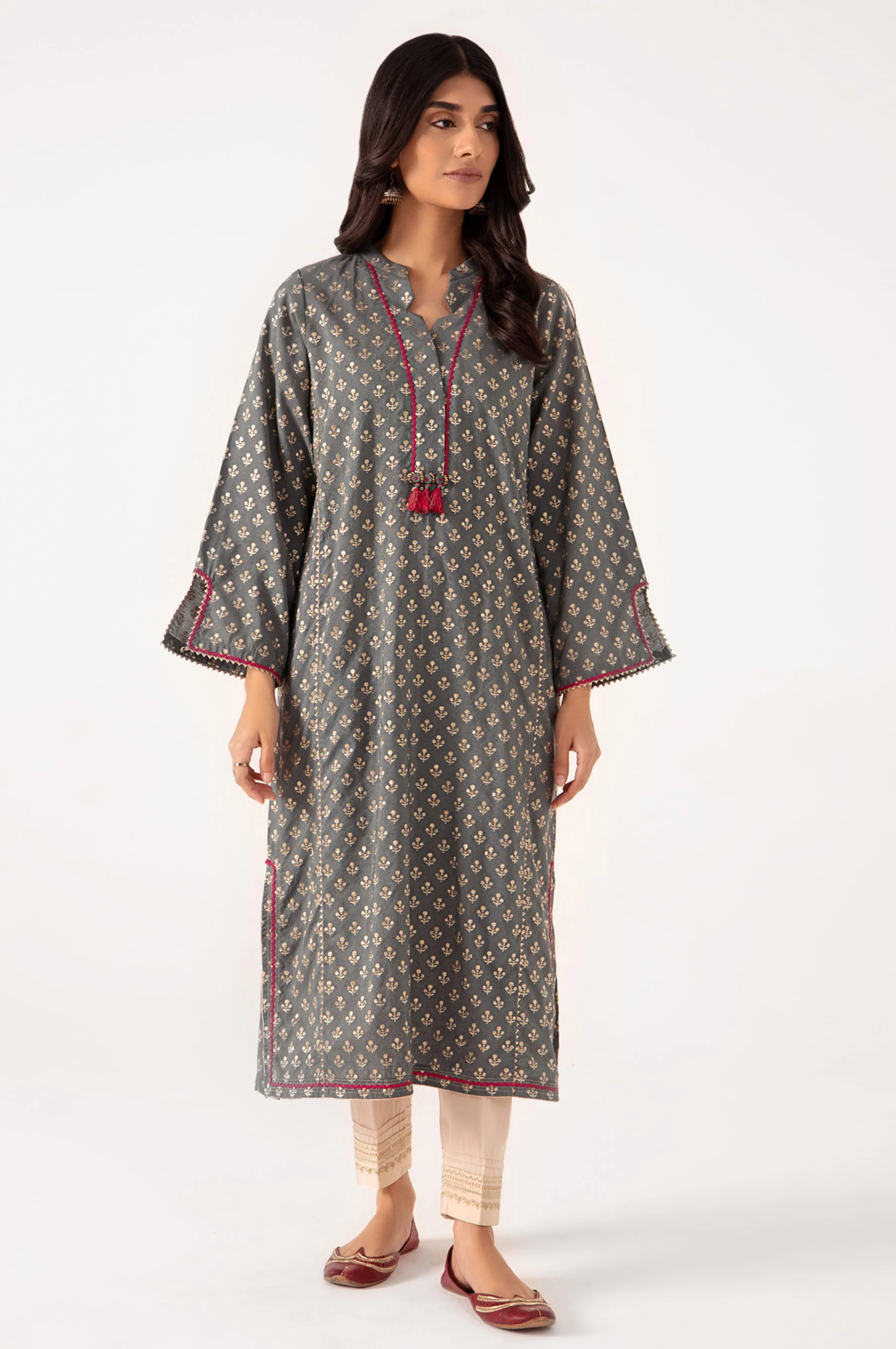 Stitched 1 Piece Embellished Jacquard Shirt