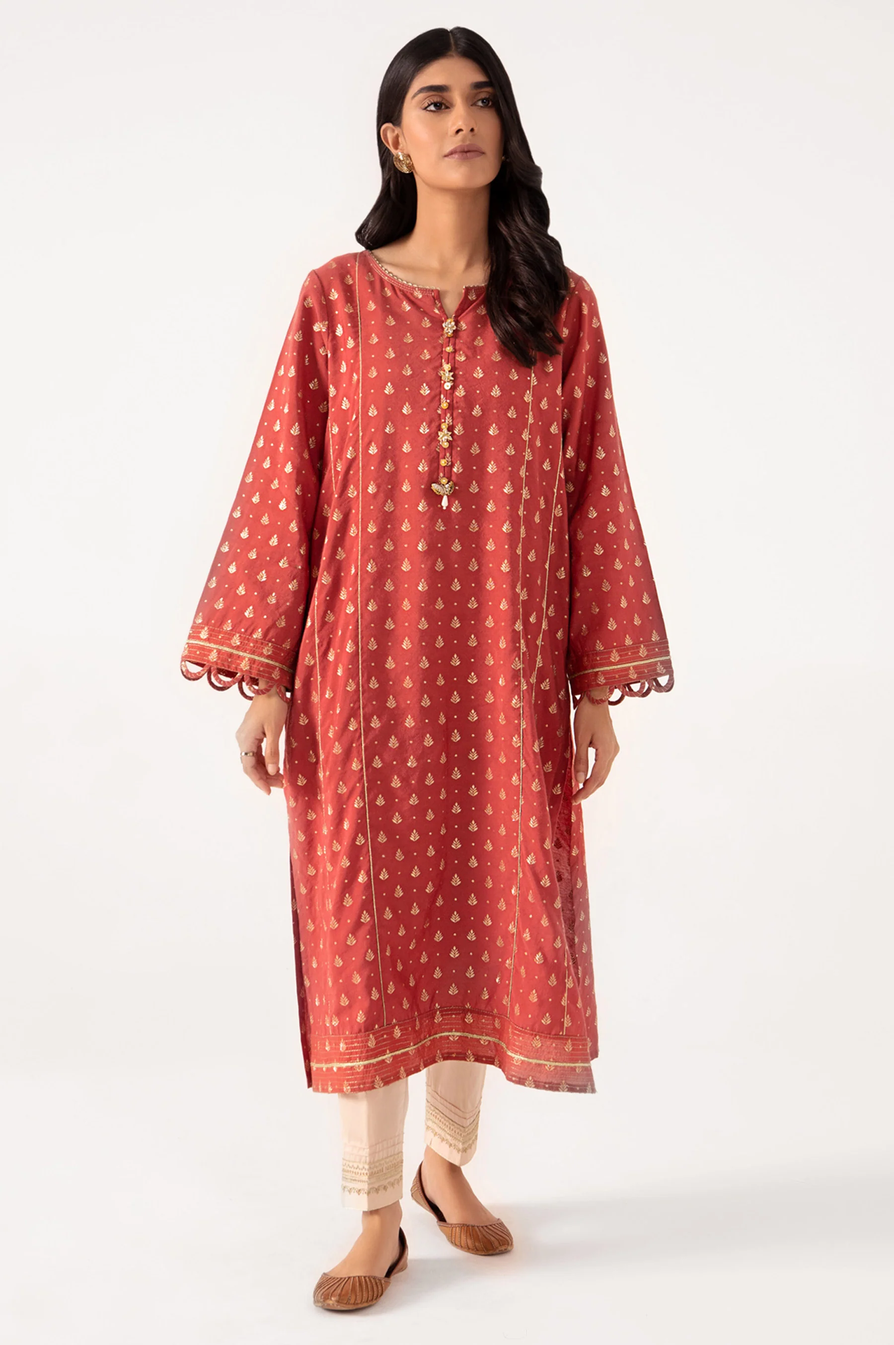 Stitched 1 Piece Embellished Jacquard Shirt - Image 2