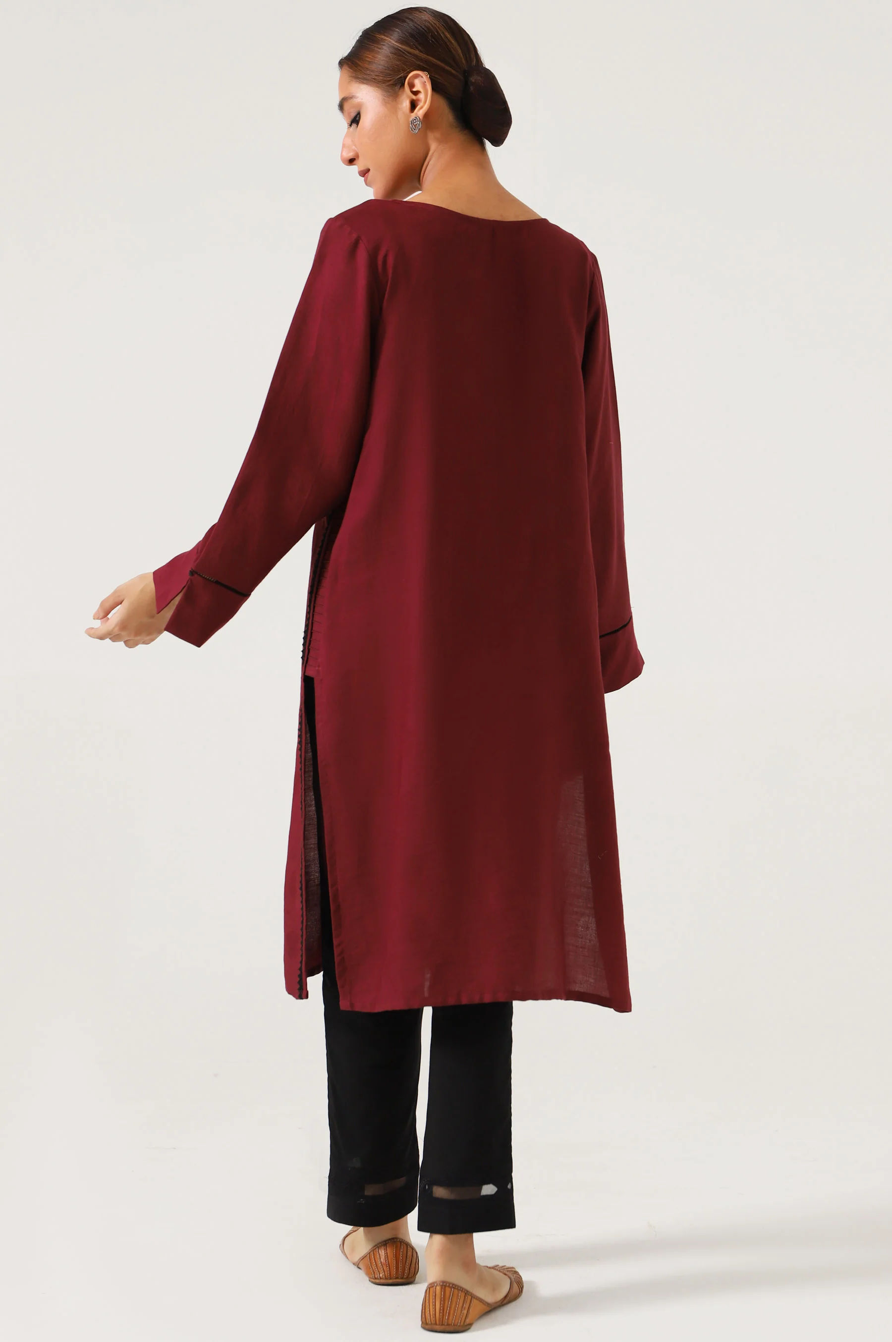 Stitched 1 Piece Stylized Satin Jacquard Shirt - Image 2