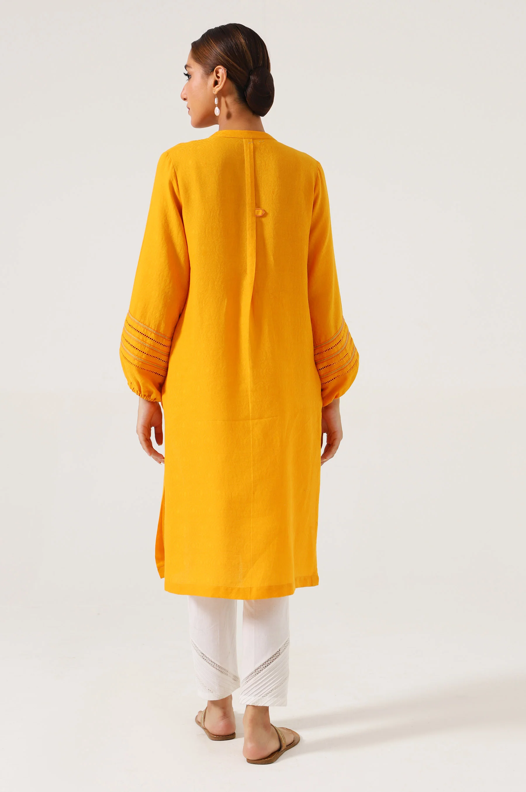 Stitched 1 Piece Satin Jacquard Outfit - Image 3