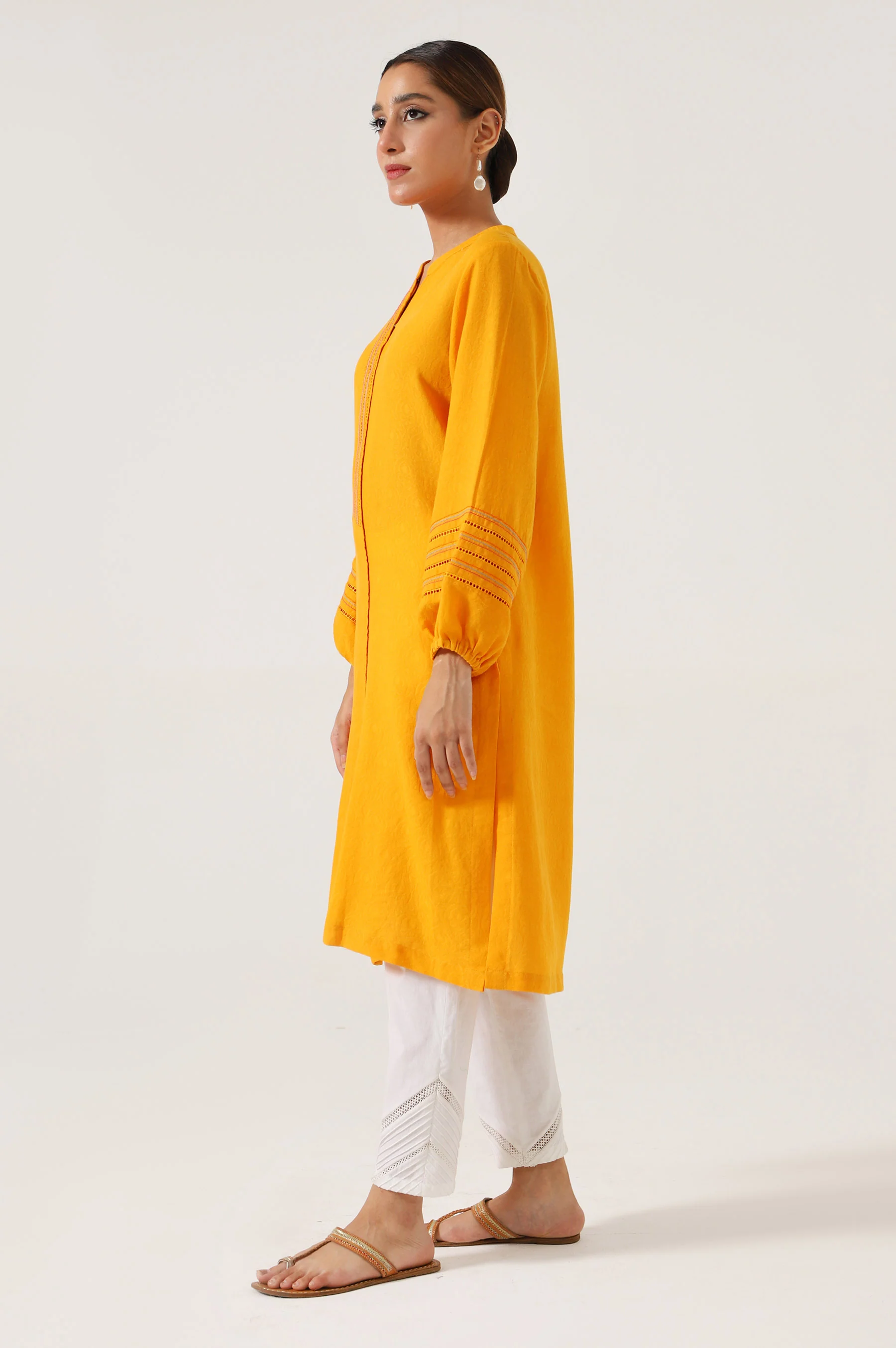 Stitched 1 Piece Satin Jacquard Outfit - Image 5