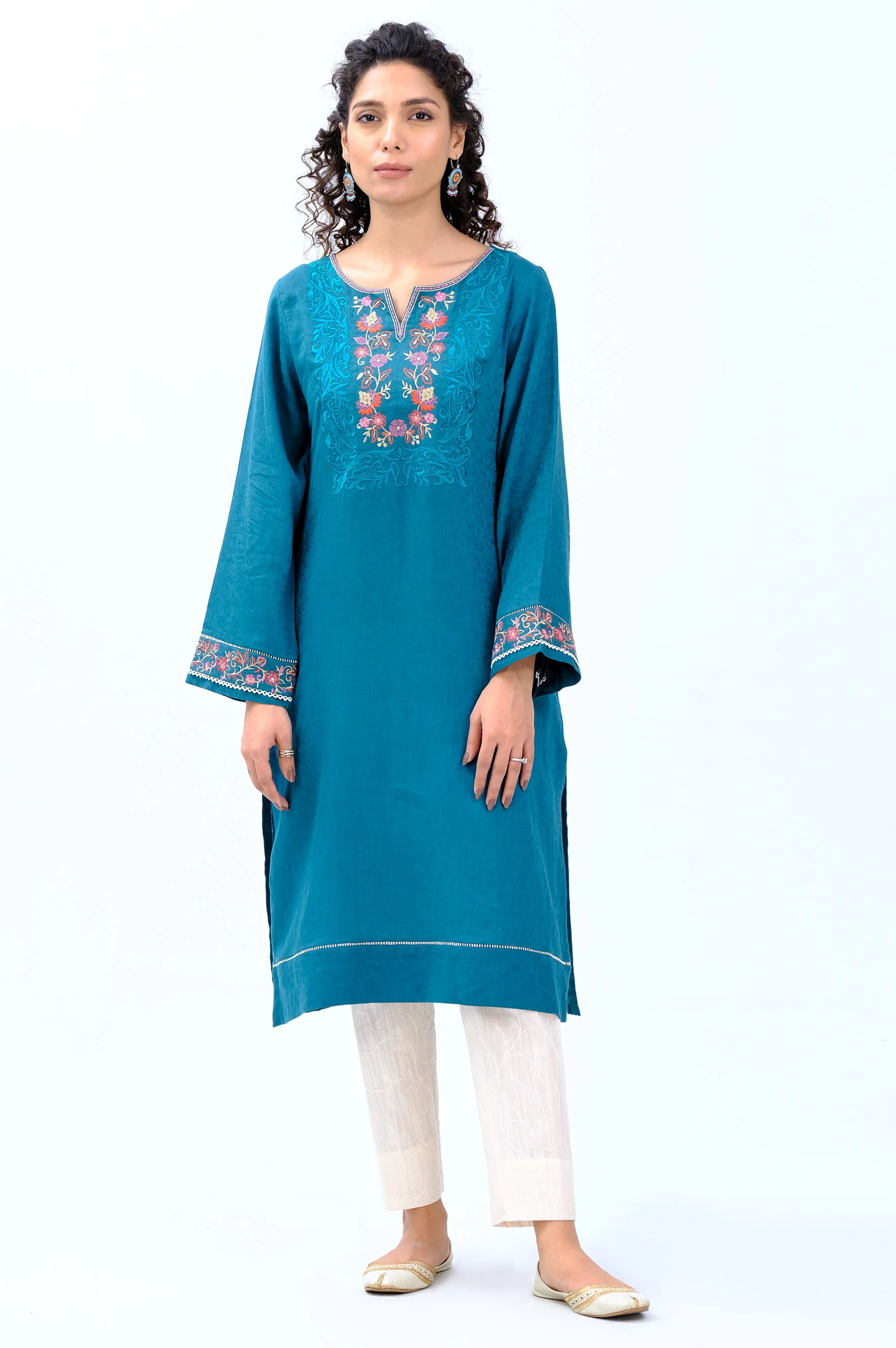 Stitched 1 piece Satin Jacquard Shirt - Image 2