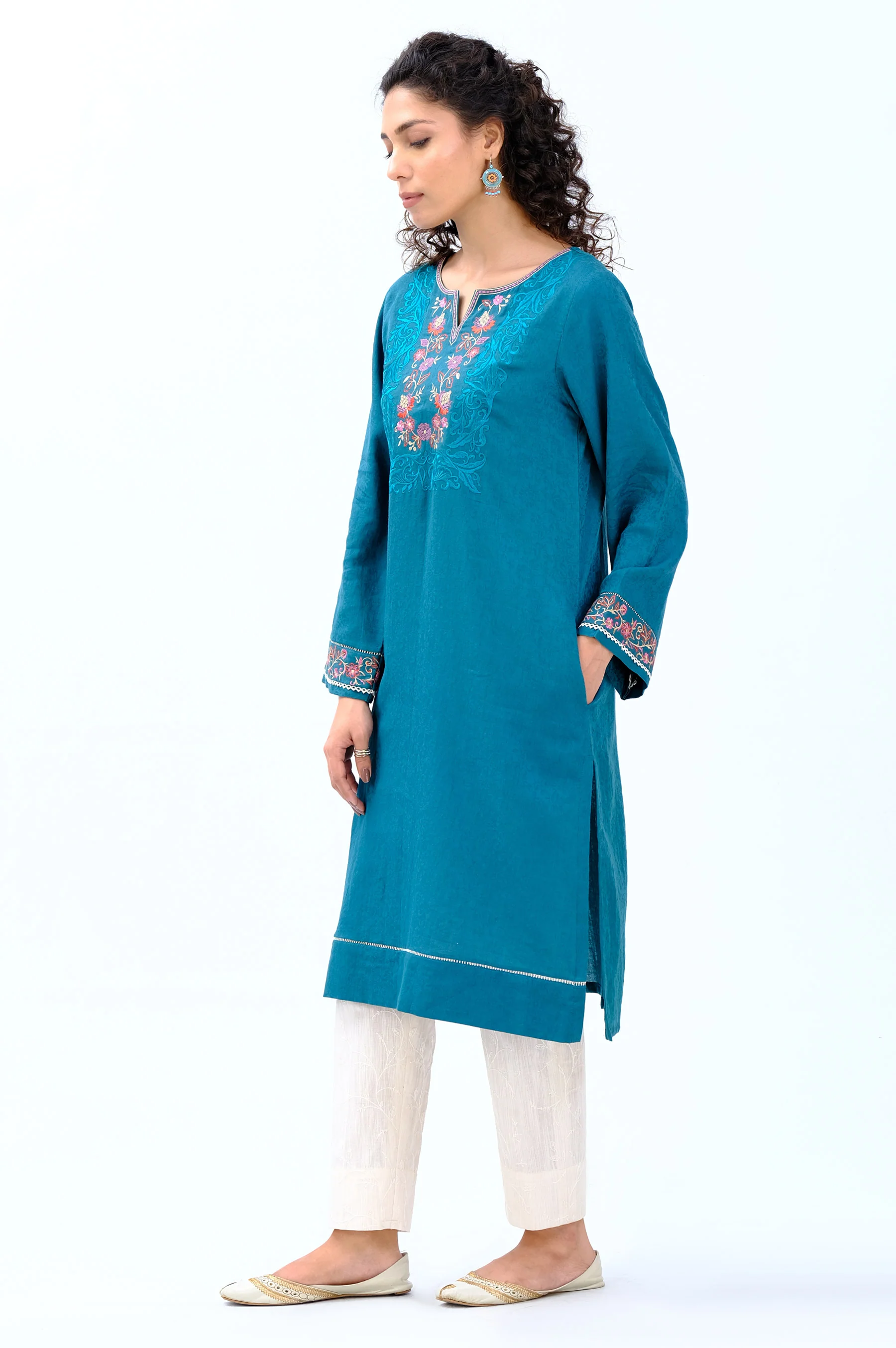 Stitched 1 piece Satin Jacquard Shirt - Image 4