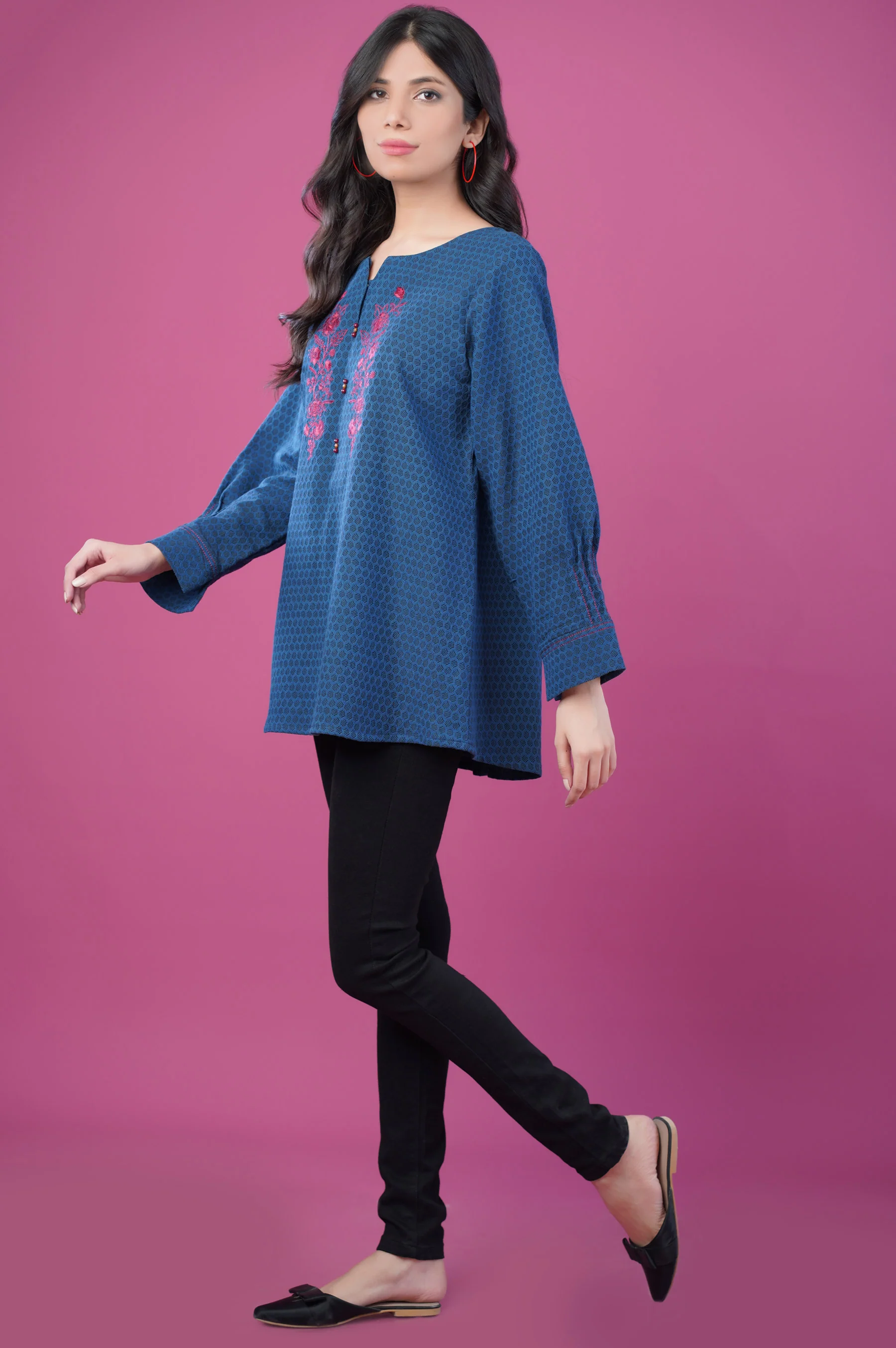 Stitched 1 Piece Colored Jacquard Top - Image 3
